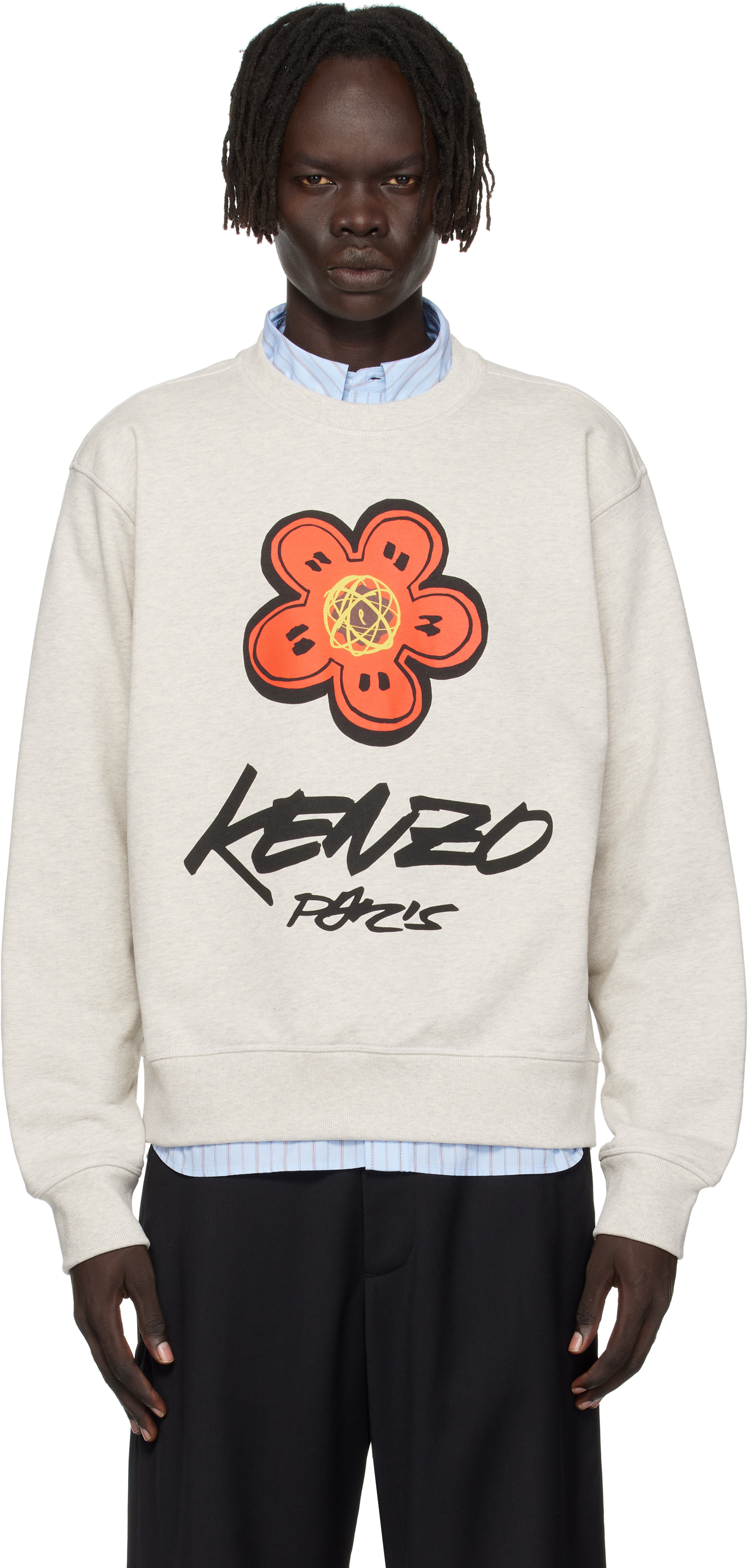 Gray Kenzo Paris Futura 2000 Edition Cotton Sweatshirt by Kenzo on