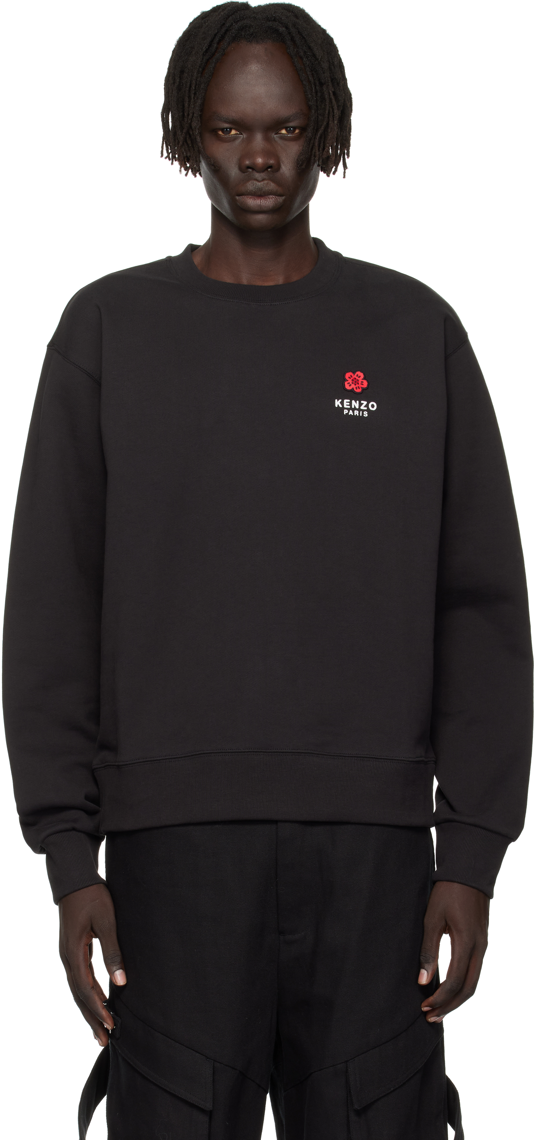 Kenzo Black Paris 'boke Flower' Embroidered Sweatshirt In Gray