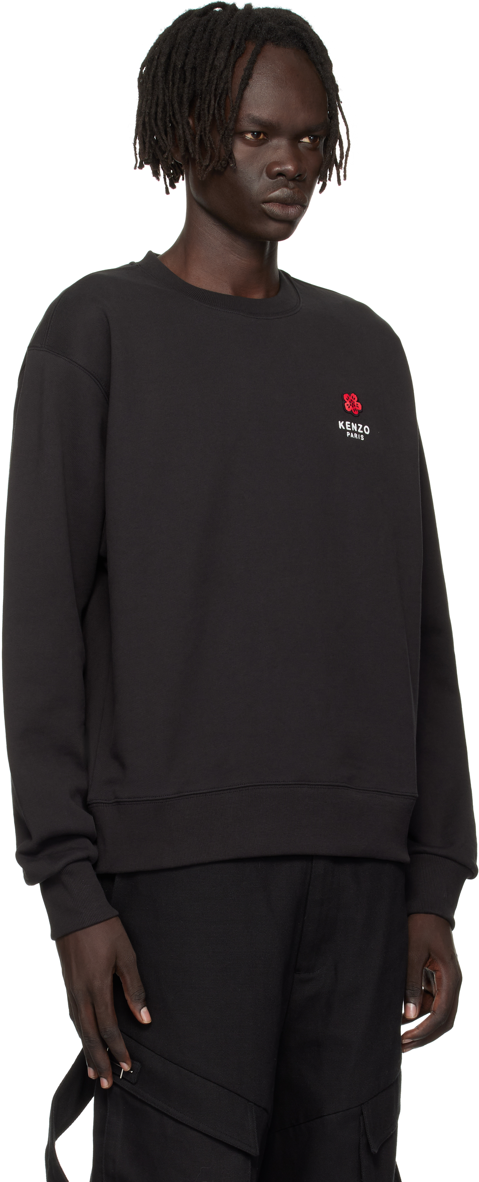 Kenzo Black Paris 'boke Flower' Embroidered Sweatshirt In Gray