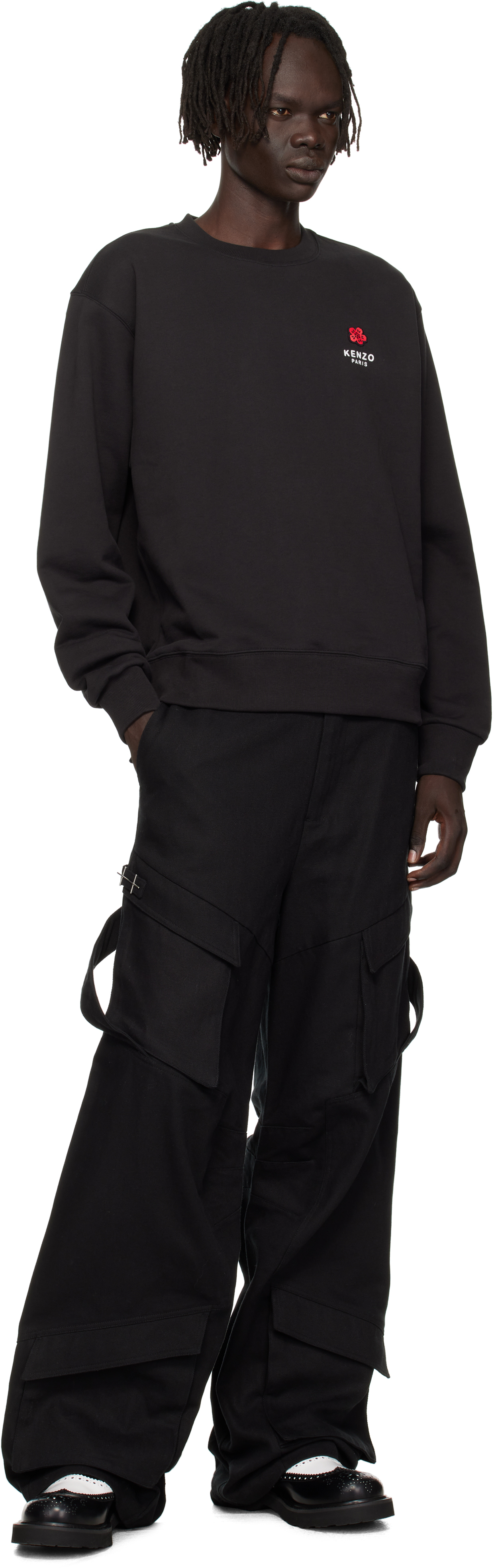 Kenzo Black Paris 'boke Flower' Embroidered Sweatshirt In Gray