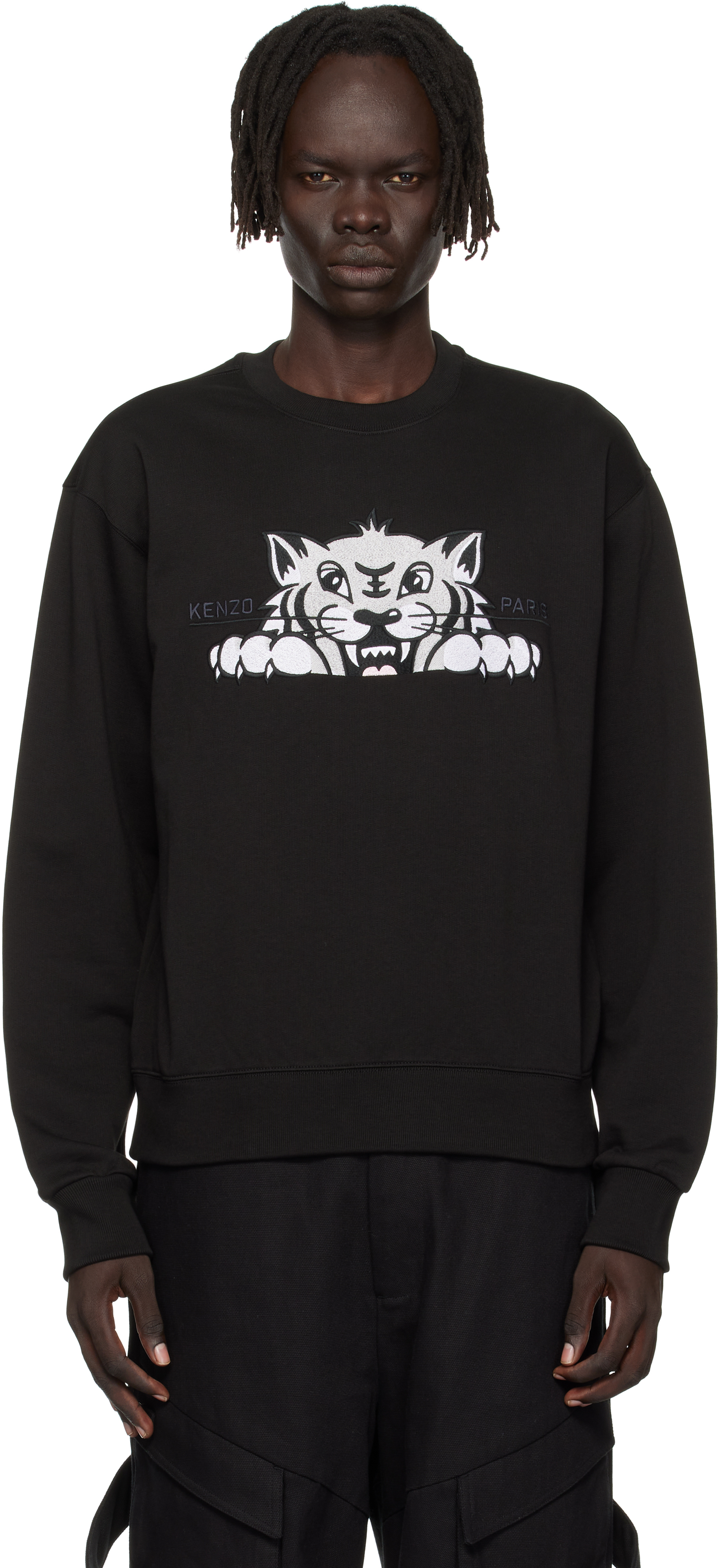 Kenzo: Black Kenzo Paris 'KENZO Happy Tiger' Embroidered