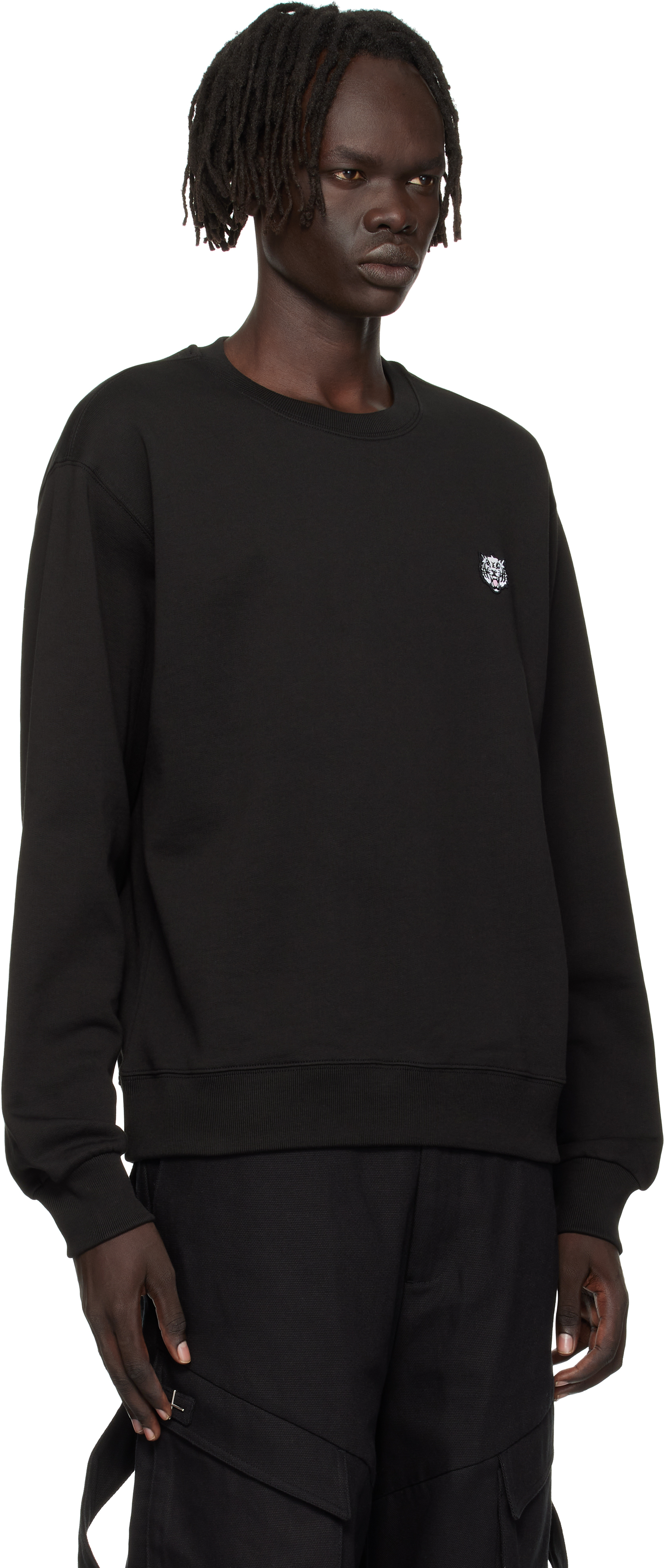 Kenzo Black Paris ' Happy Tiger' Embroidered Sweatshirt In Black