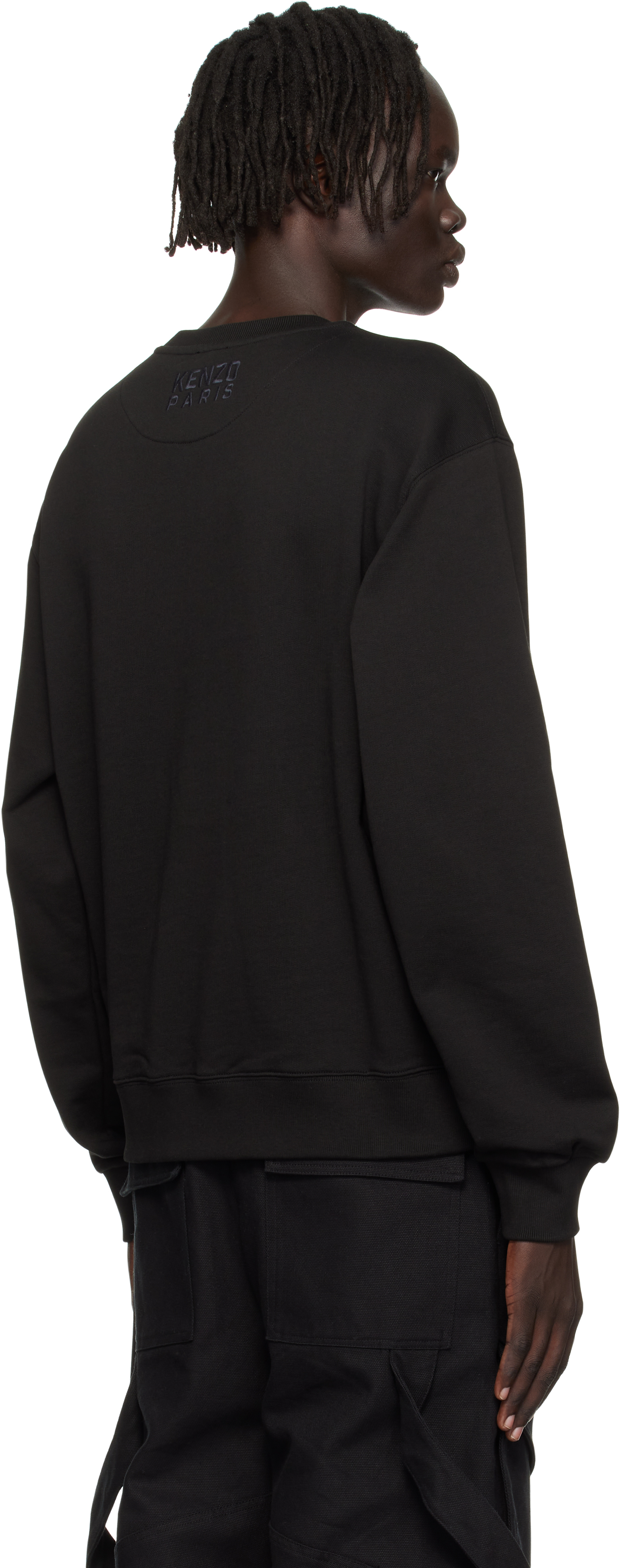 Kenzo Black Paris ' Happy Tiger' Embroidered Sweatshirt In Black