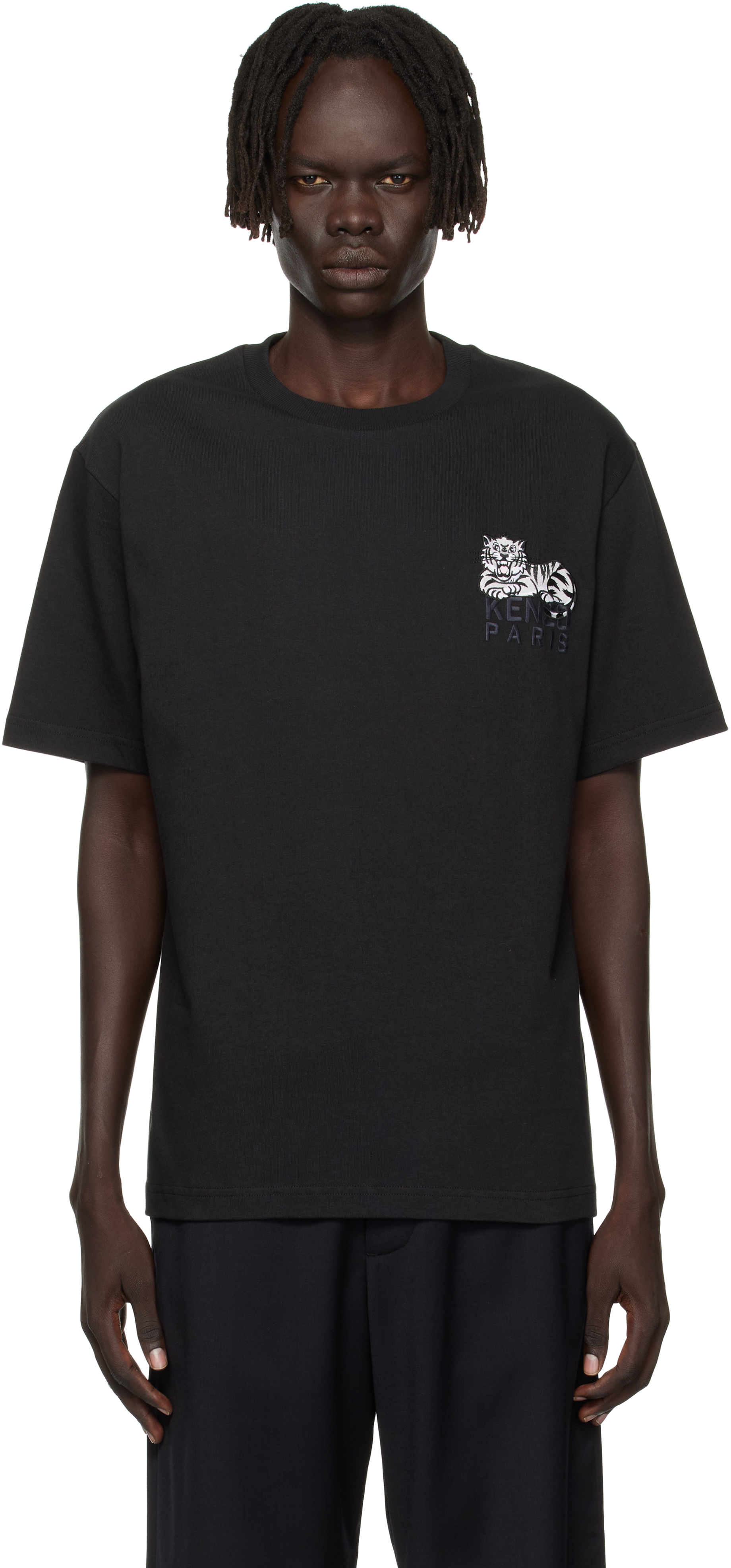 Kenzo: Black Kenzo Paris 'KENZO Happy Tiger' Embroidered T