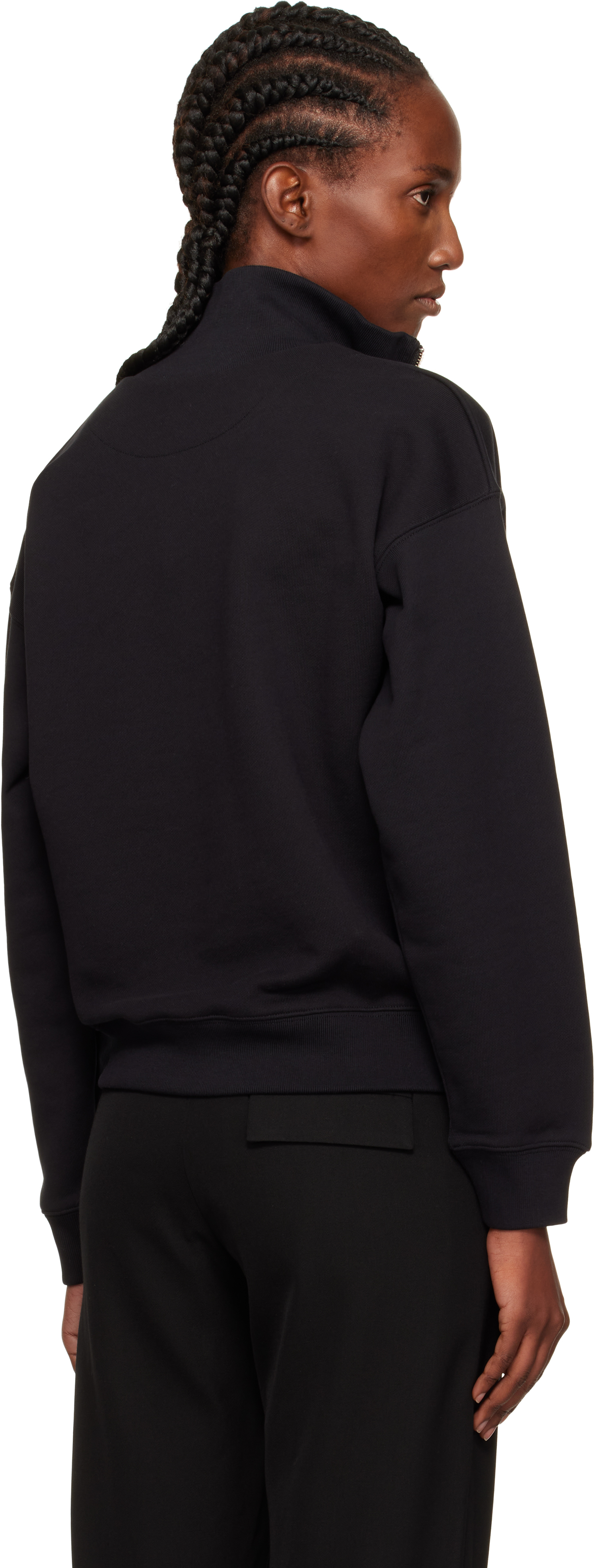 Maison Kitsuné Profile Fox-embroidered Half-zip Sweatshirt In Black