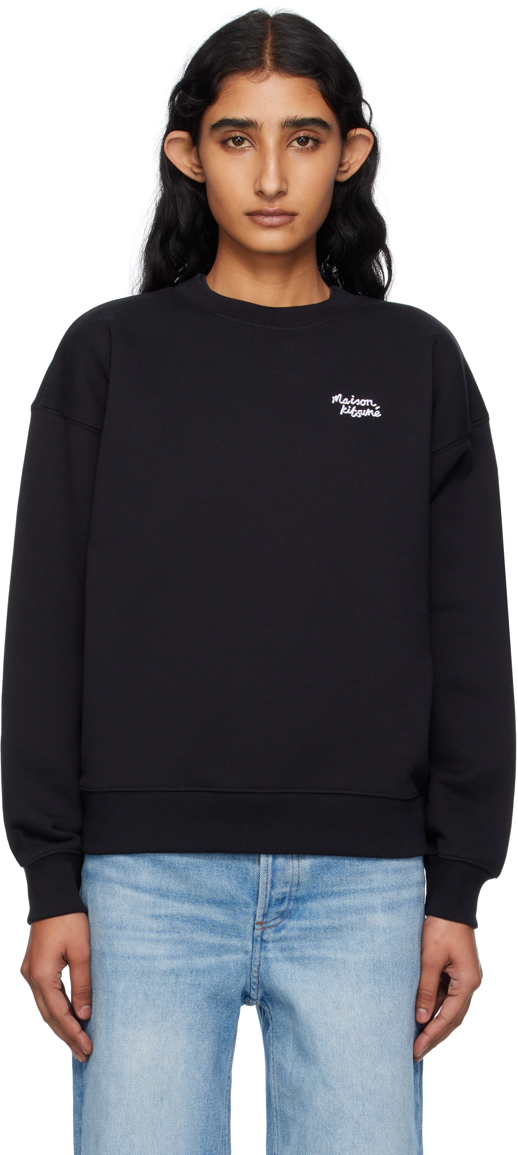 Maison Kitsuné Black 'Maison Kitsuné' Handwriting Comfort Sweatshirt