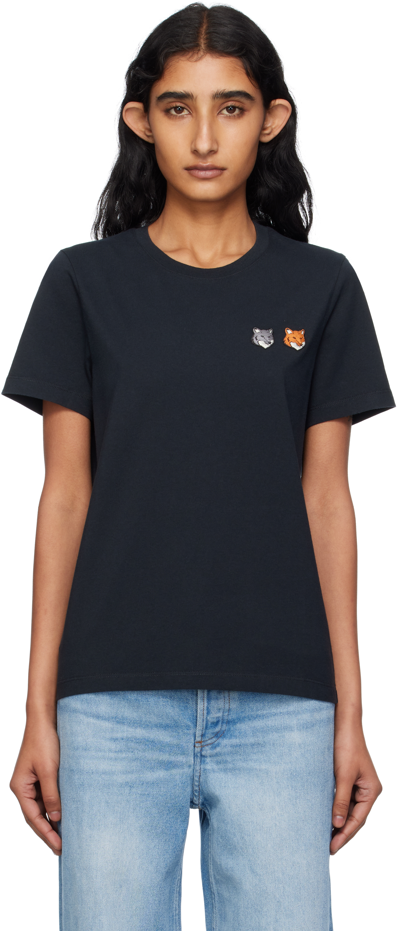 Maison Kitsuné Beige Double Bold Fox Head T-shirt