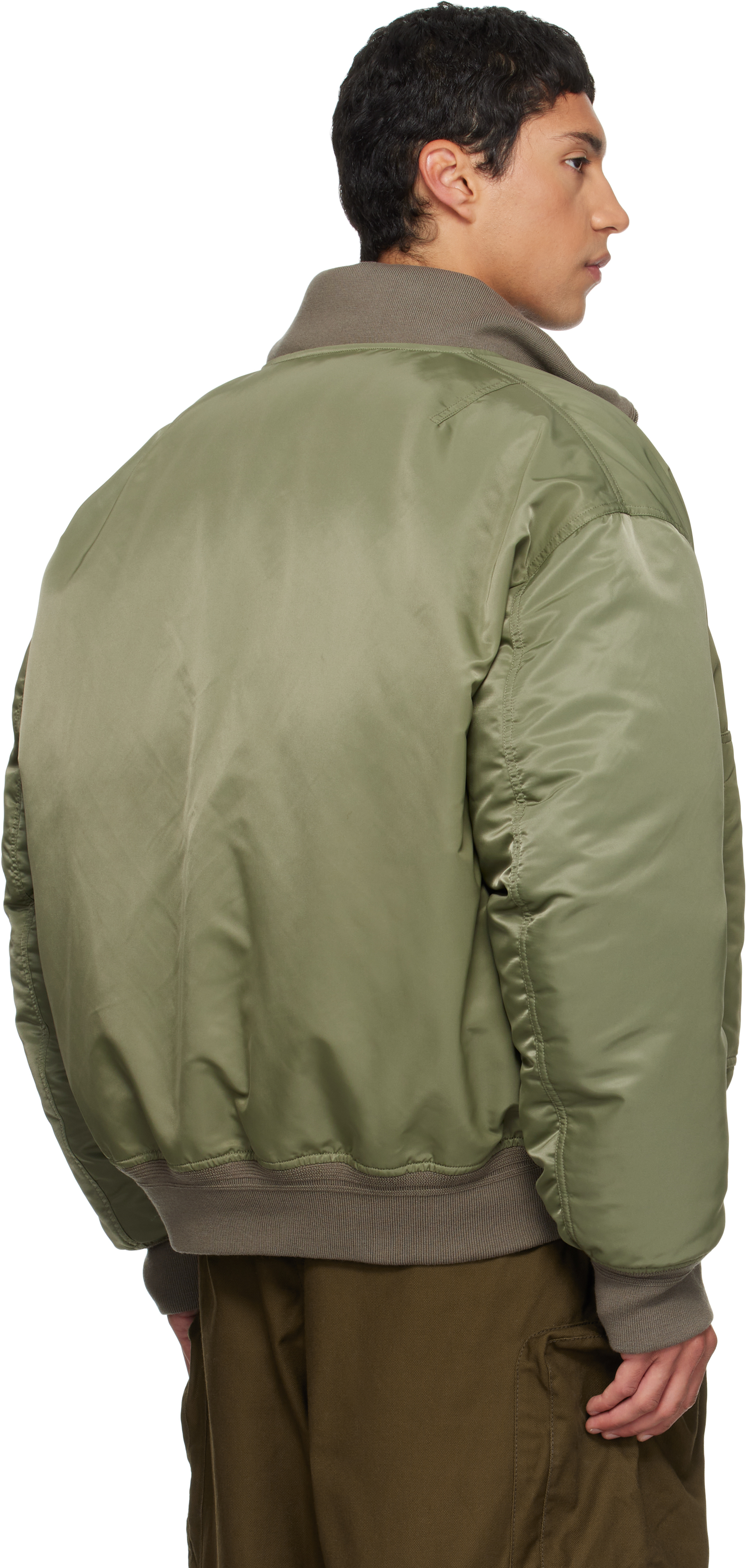 Mordecai Green Double Layer Down Reversible Bomber Jacket In Green