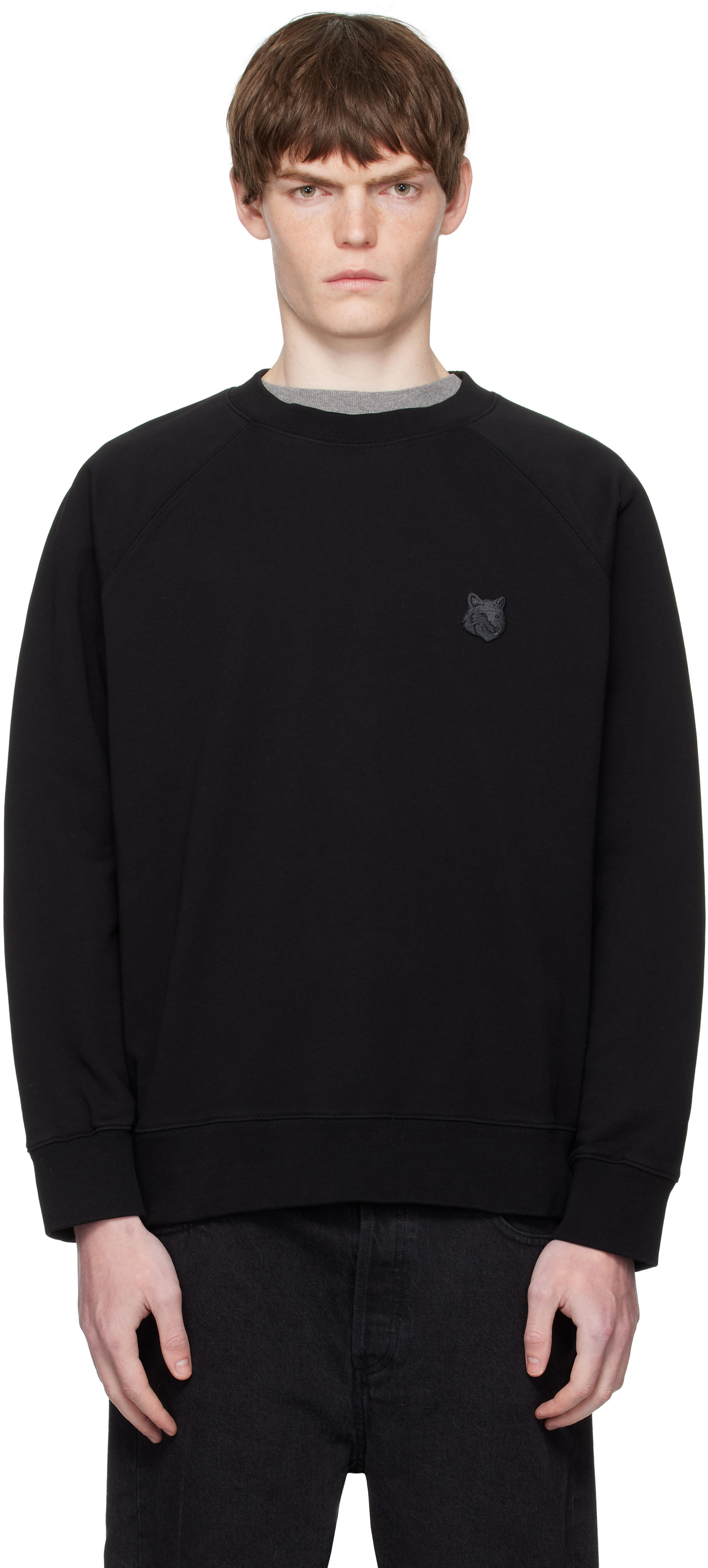 Maison Kitsuné: ブラック ボールド フォックスヘッド パッチ オーバー