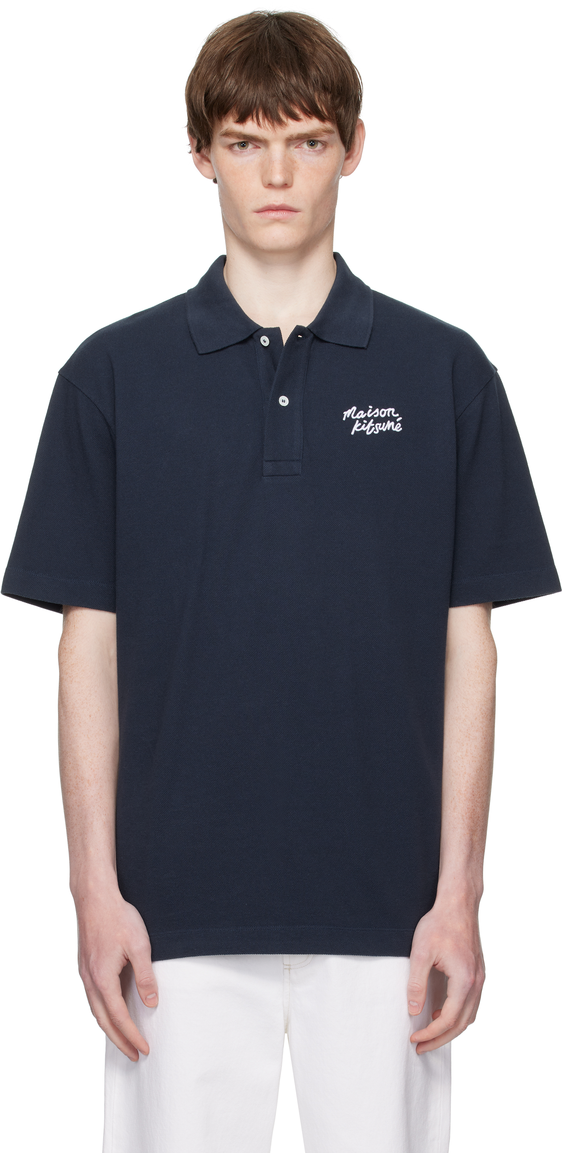 MAISON KITSUNE（メゾンキツネ）ポロシャツ 紺 サイズ:XS メンズ 