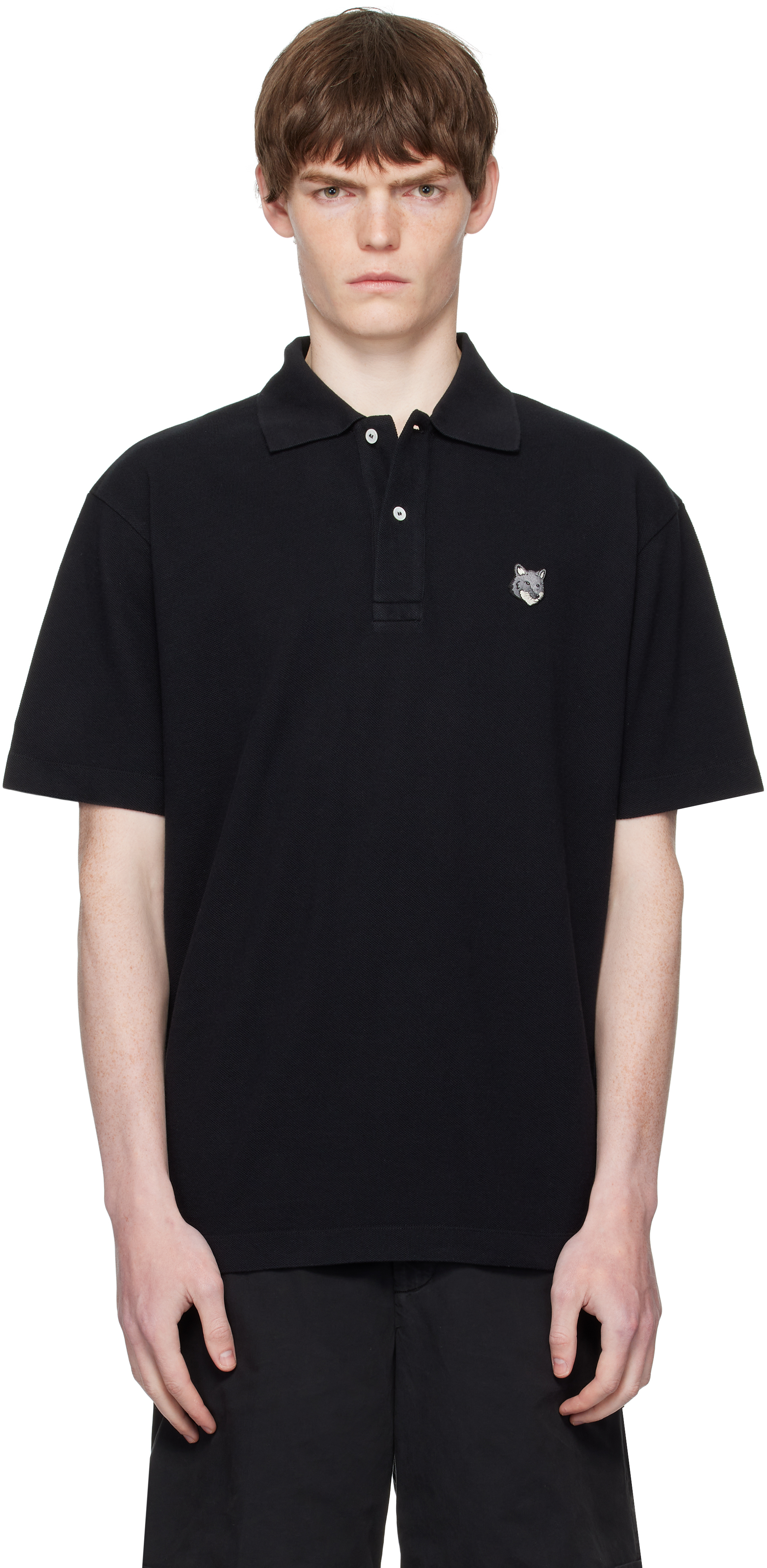 Maison Kitsuné Black Bold Fox Head Patch Comfort Polo