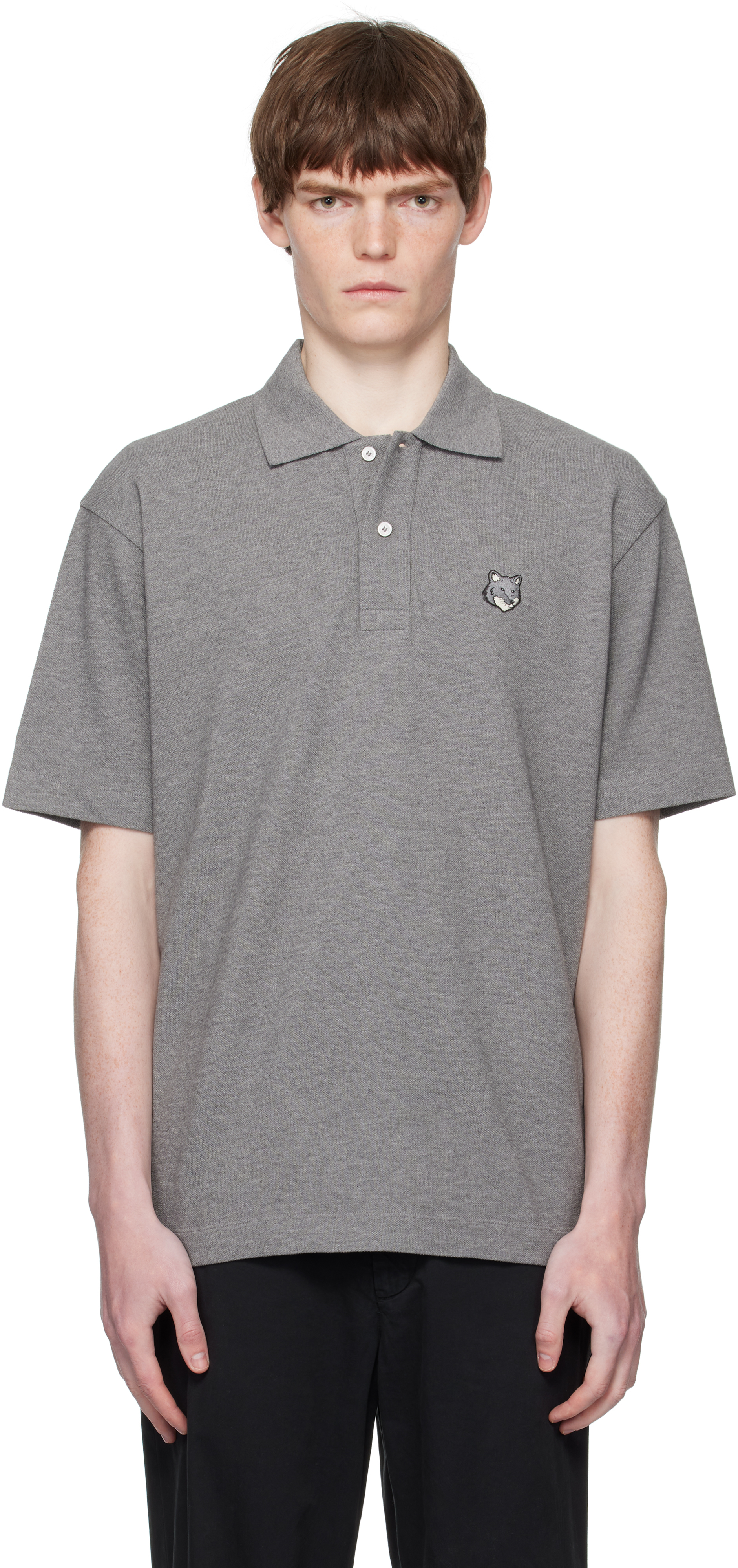 Maison Kitsunéのグレー ボールド フォックスヘッド パッチ