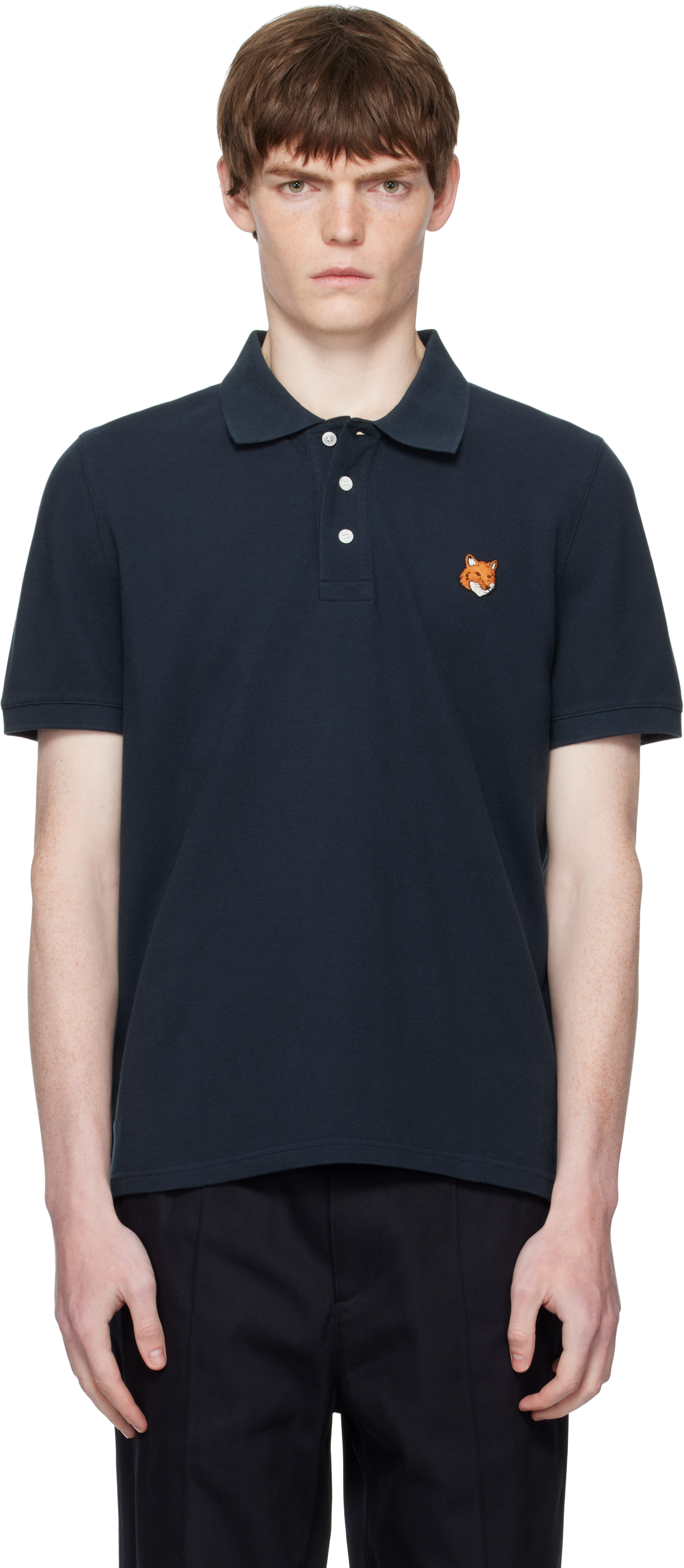 Maison Kitsuné Navy Fox Head Patch Regular Polo