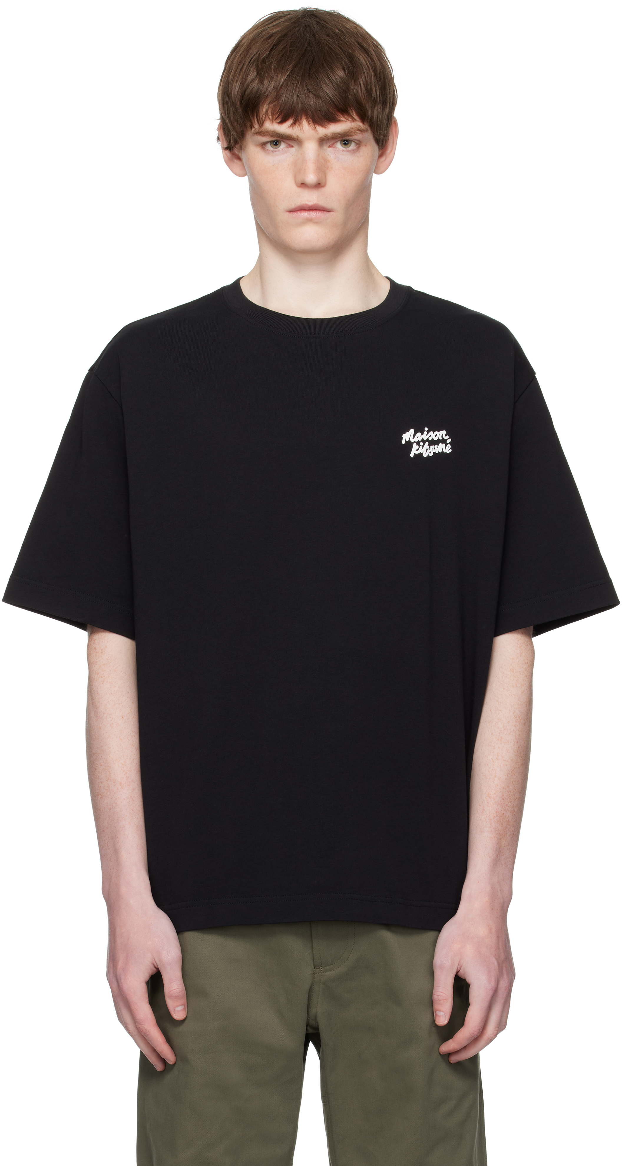 Maison Kitsuné Black 'Maison Kitsuné' Handwriting Oversized T-shirt