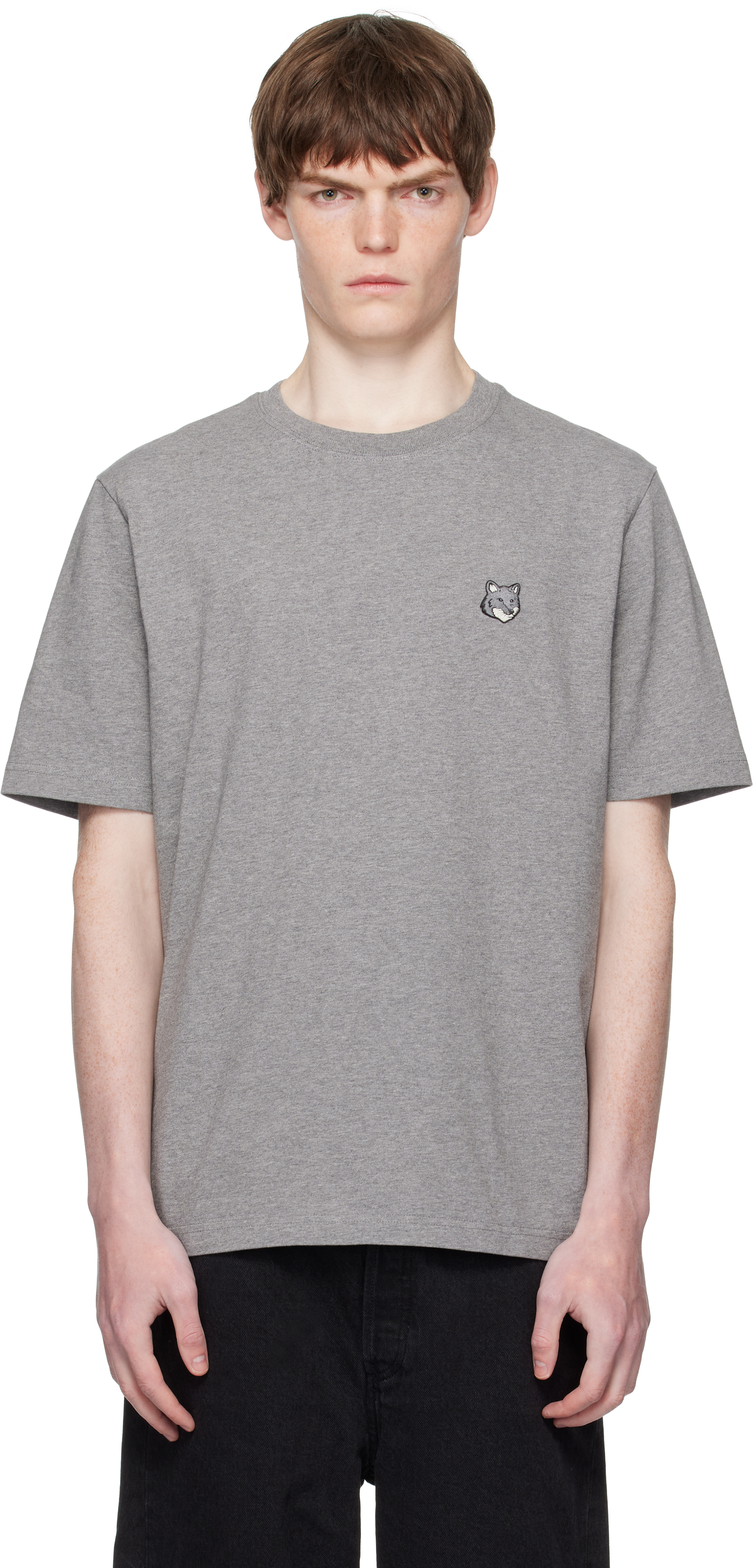 Maison Kitsuné: Gray Bold Fox Head Patch Comfort T-shirt