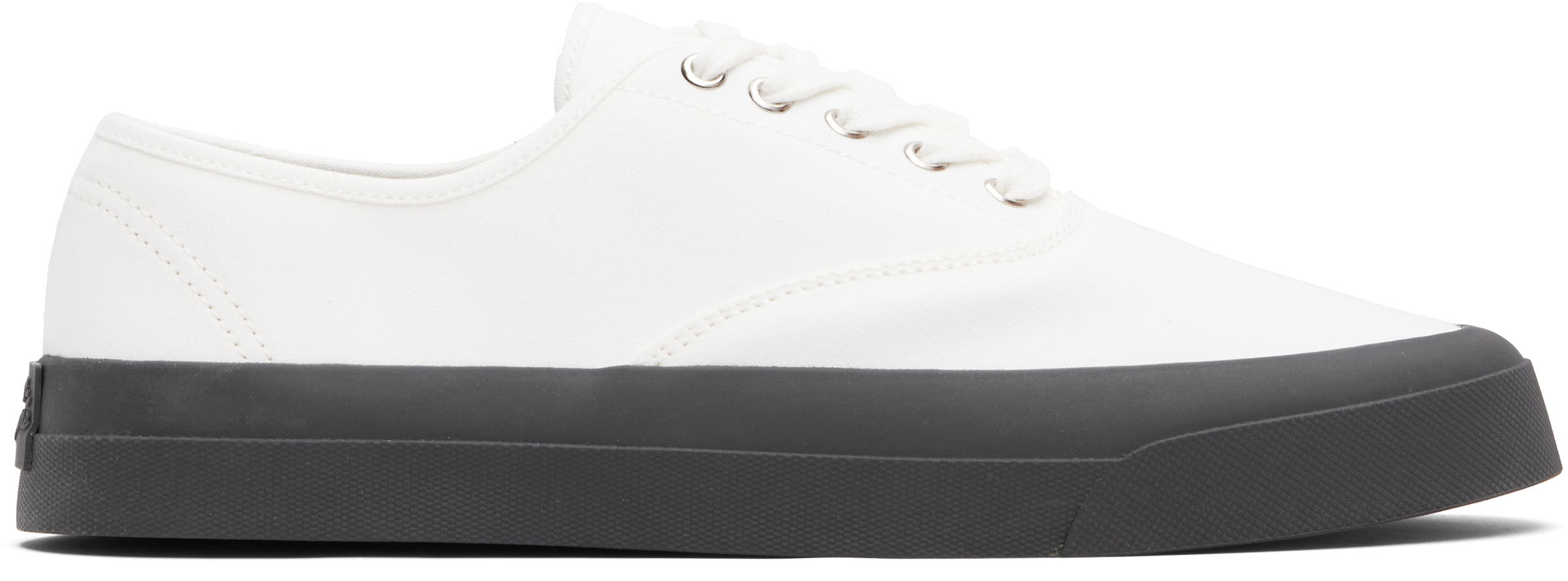 Maison Kitsuné White Canvas Lace-Up Sneakers