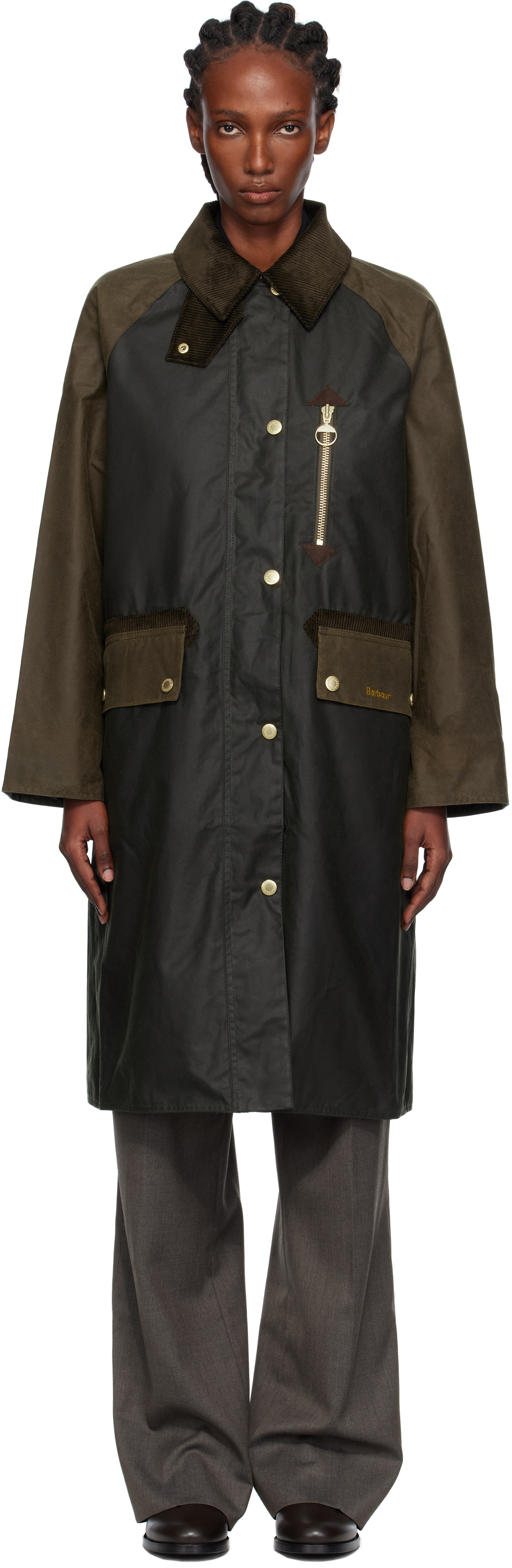 Barbour Gray & Brown Evette Wax Jacket