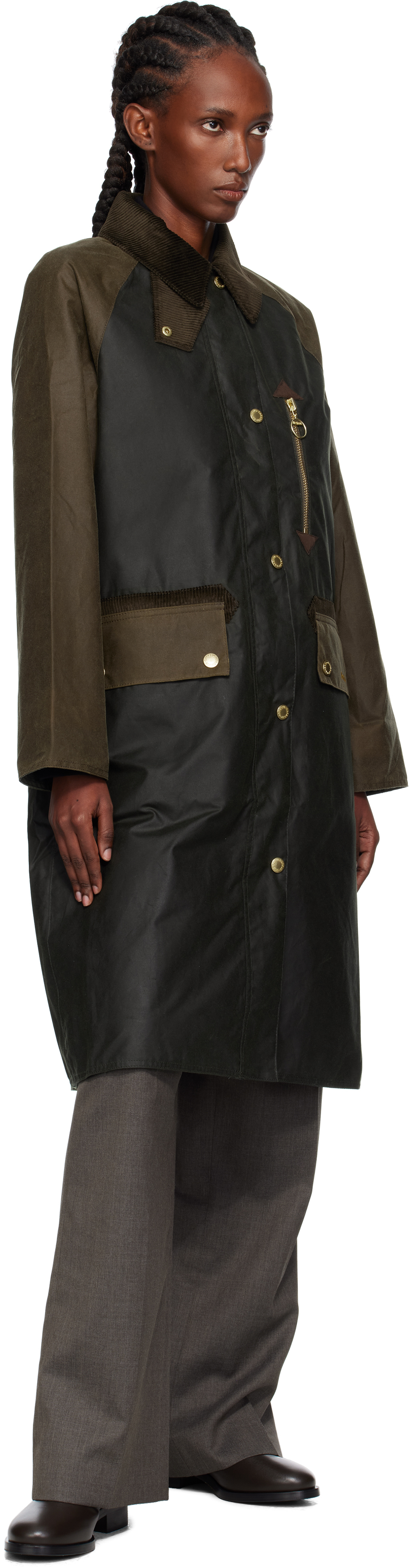 Barbour Gray & Brown Evette Wax Jacket