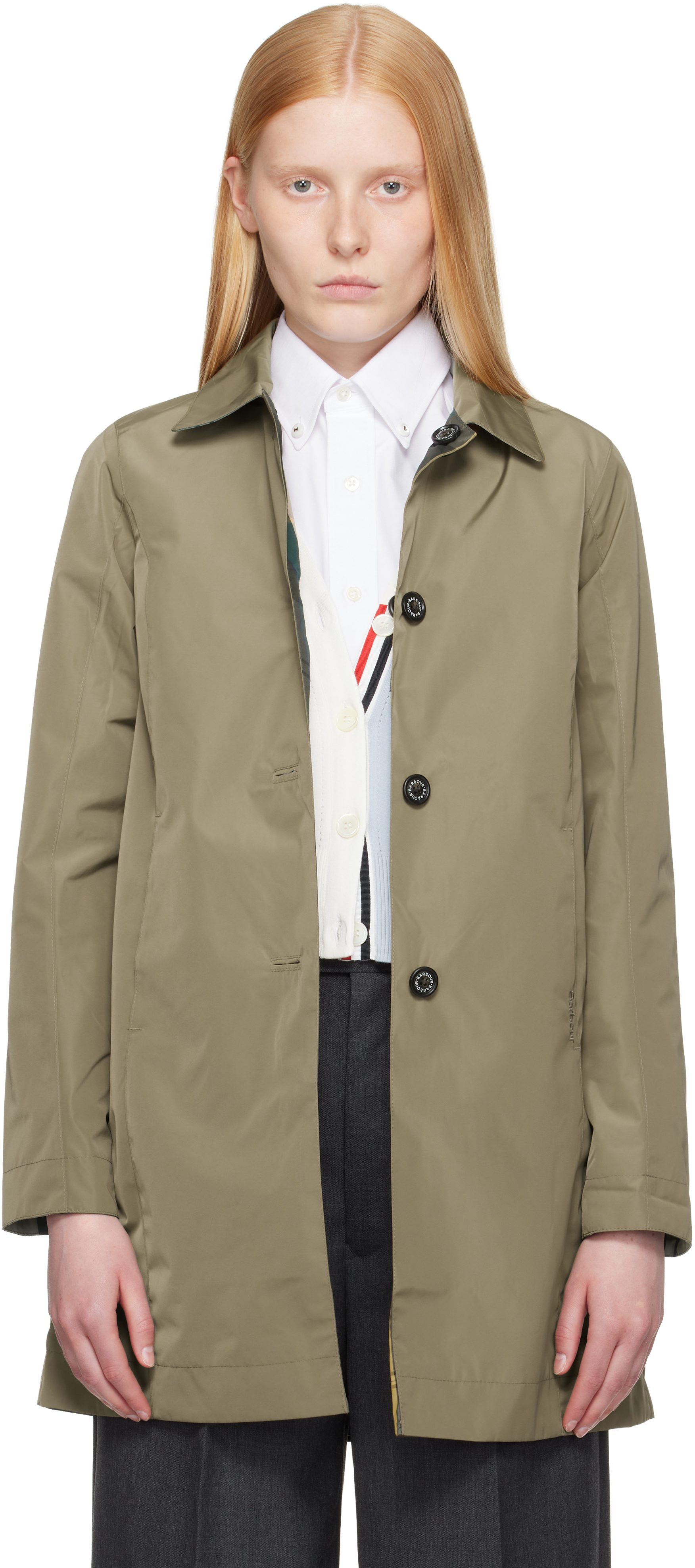 Barbour: Khaki Babbity Showerproof Reversible Jacket SSENSE