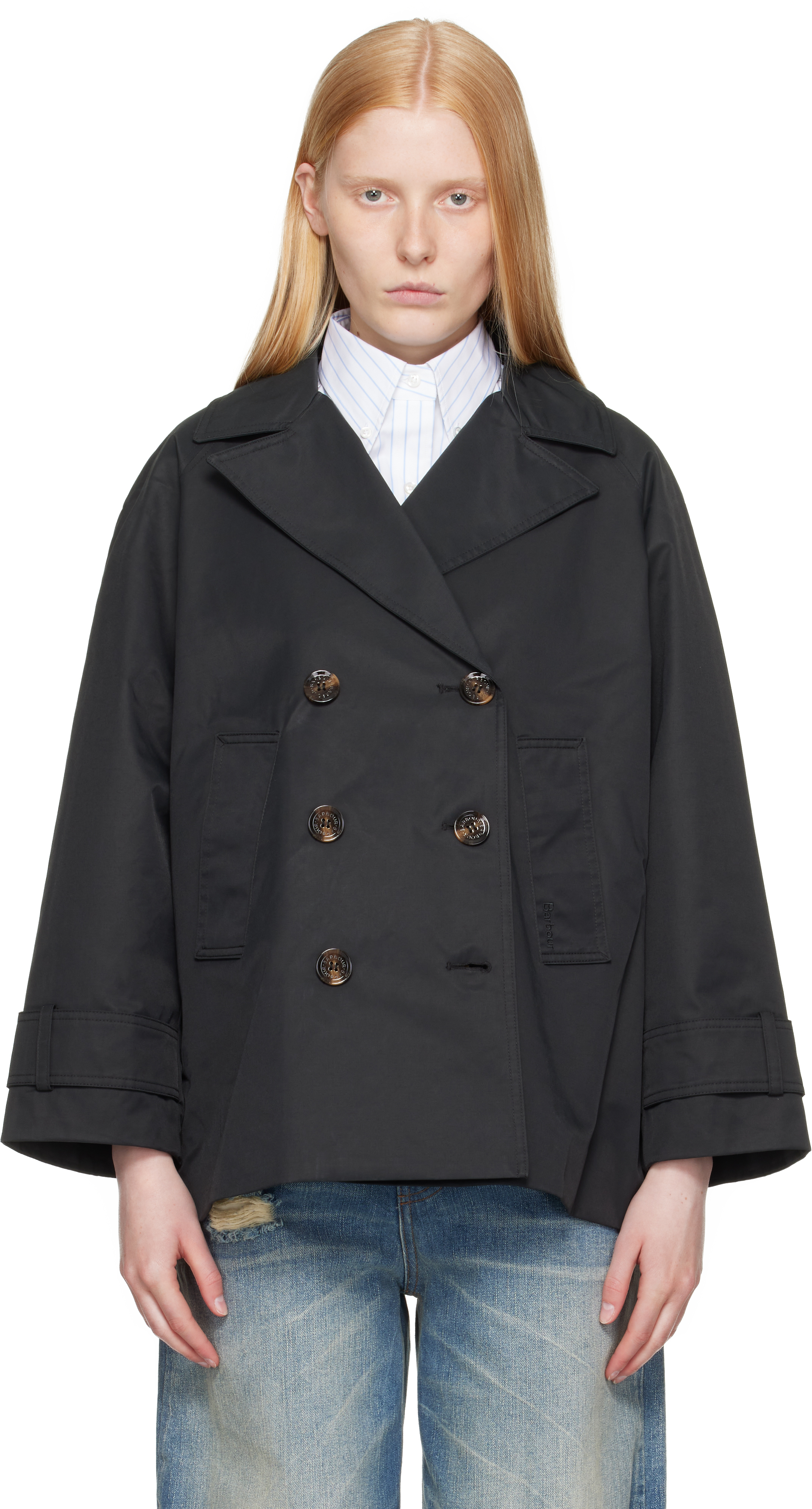 Black Maisy Showerproof Pea Coat