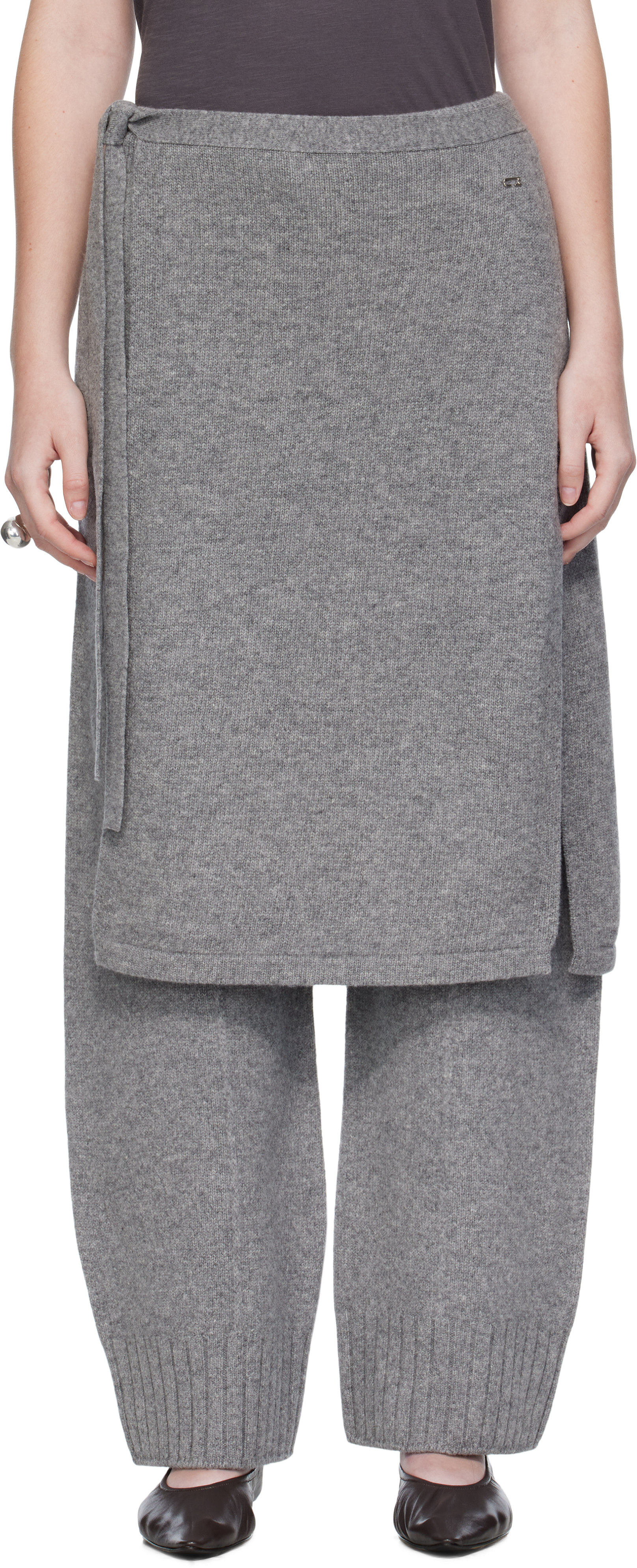 Umarmung Gray Wholegarment Wrap Skirt Lounge Pants In Gray