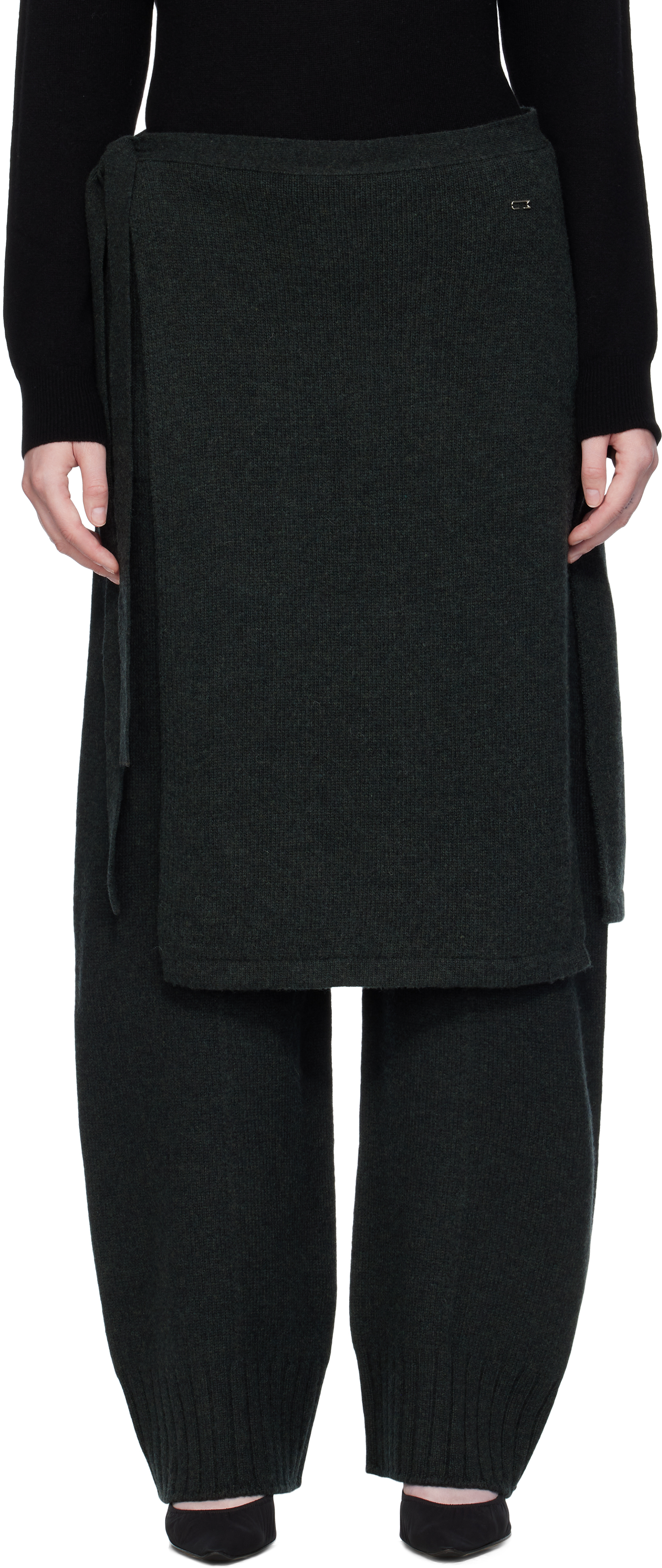 Umarmung Black Wholegarment Wrap Skirt Lounge Pants In Black