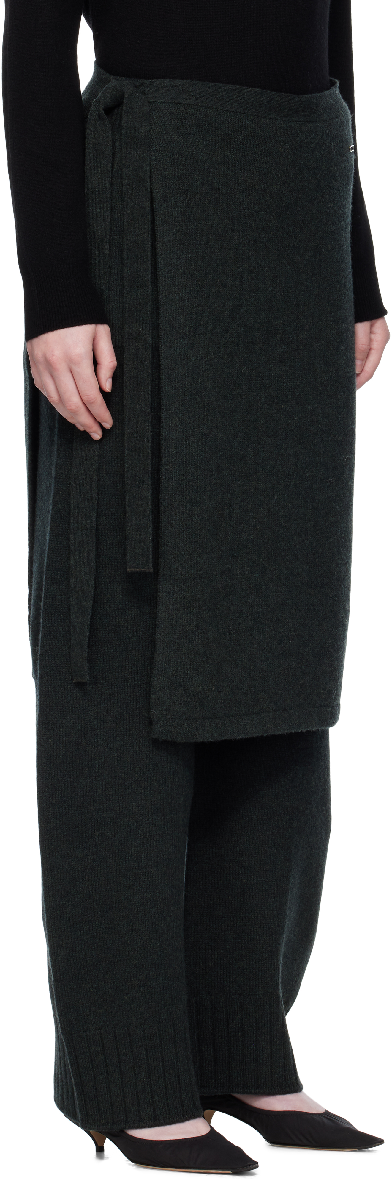Umarmung Black Wholegarment Wrap Skirt Lounge Pants In Black