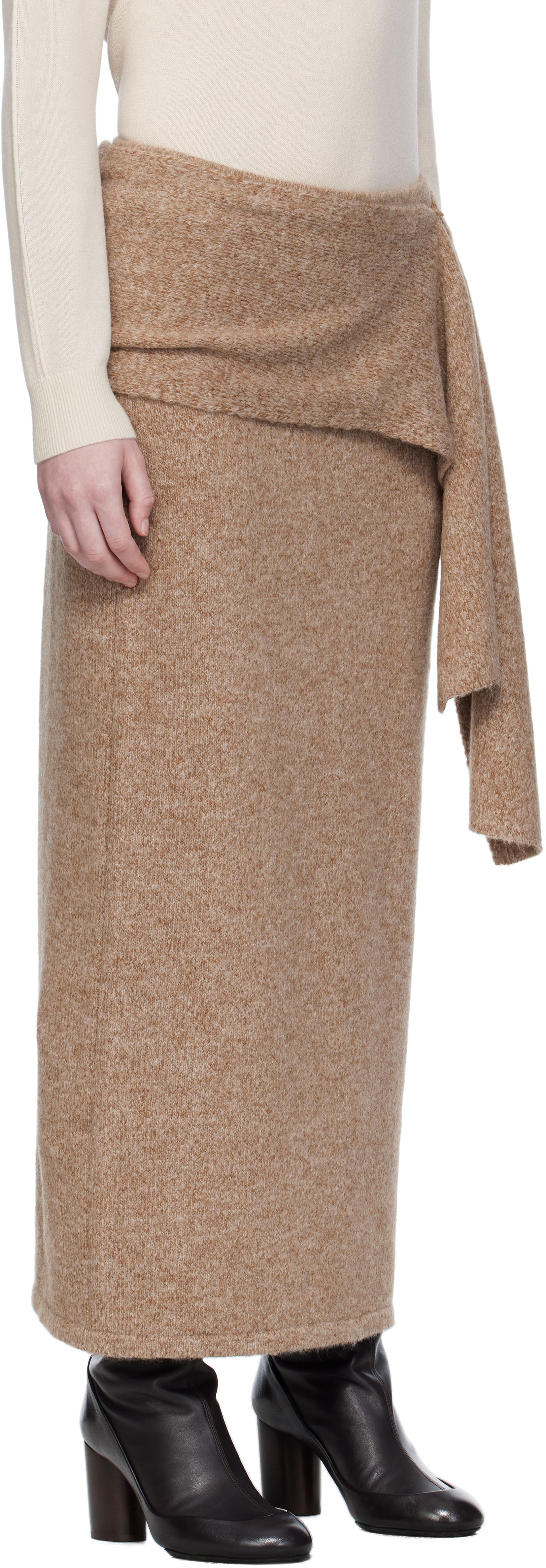 Umarmung Taupe Baby Alpaca Maxi Scarf & Skirt In Brown