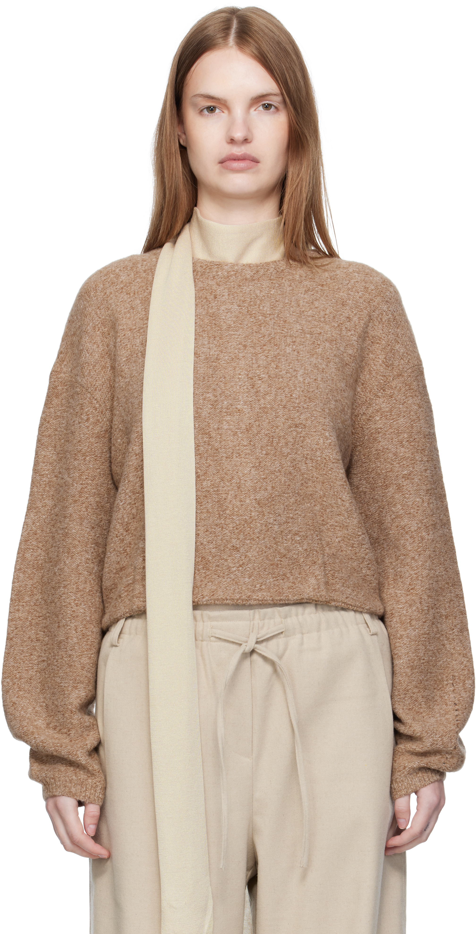 Umarmung Taupe Baby Alpaca Two Way Cardigan In Multi