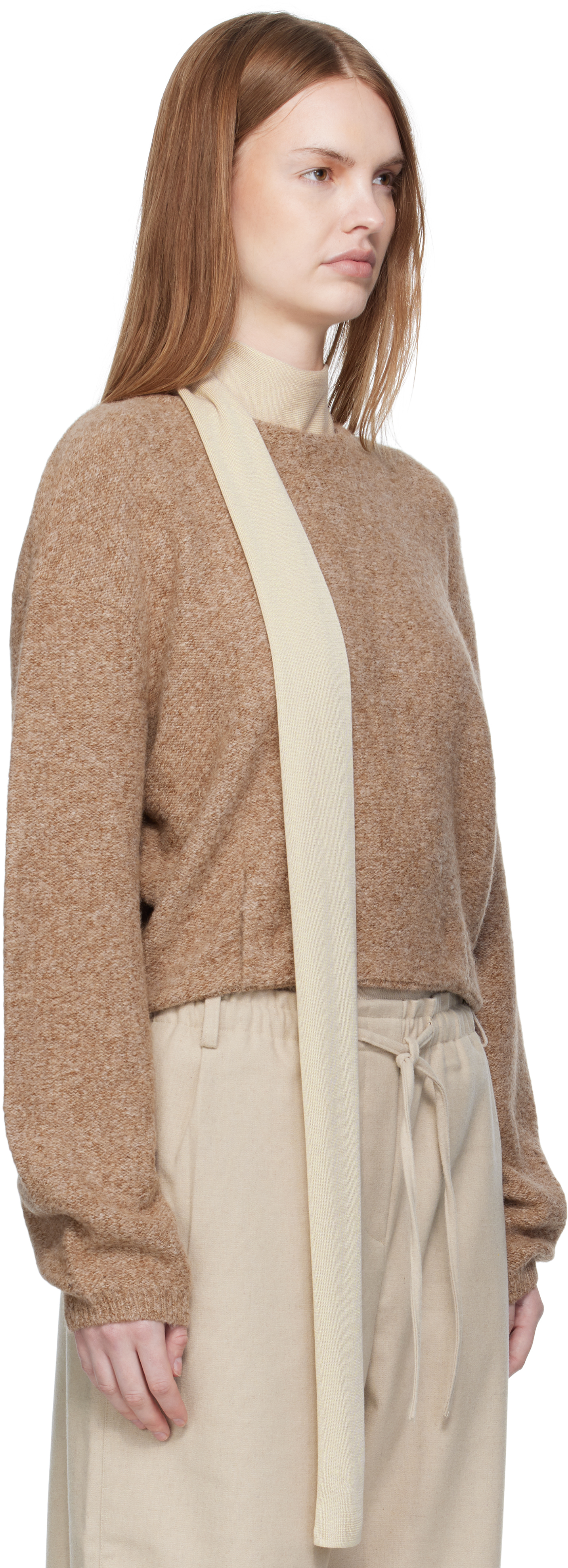 Umarmung Taupe Baby Alpaca Two Way Cardigan In Multi