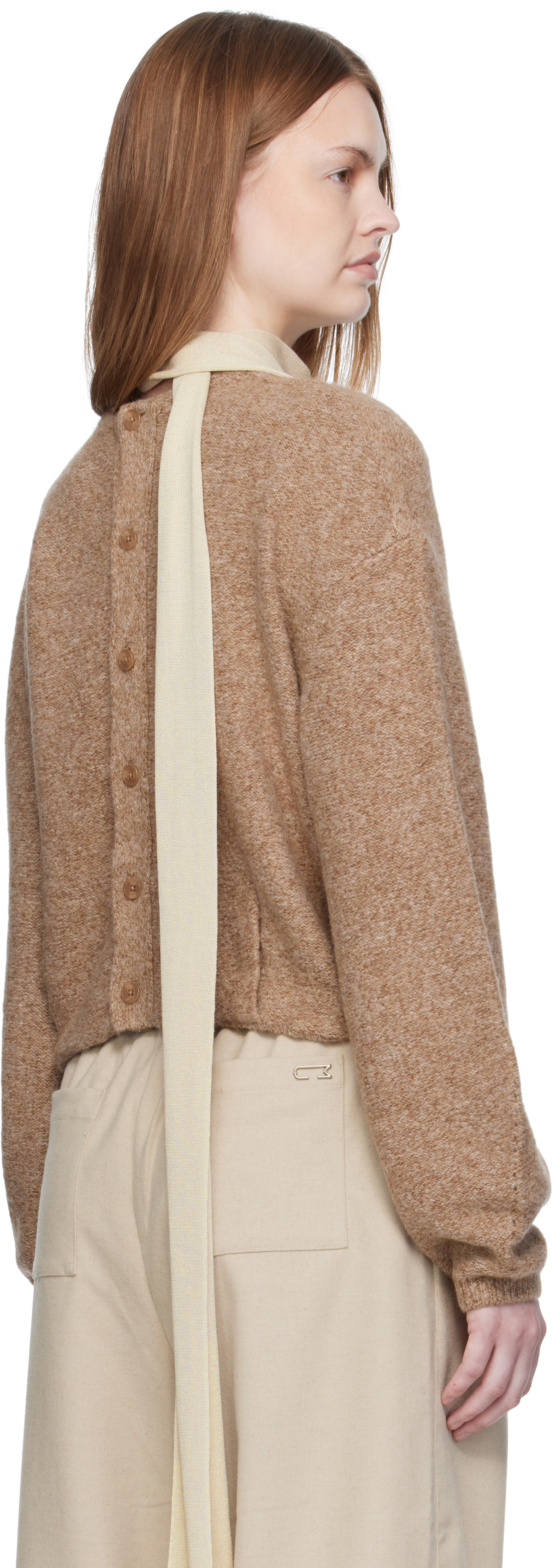Umarmung Taupe Baby Alpaca Two Way Cardigan In Multi