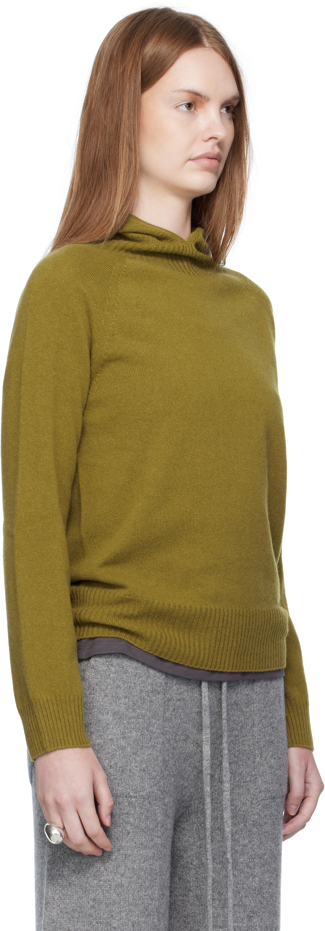 Umarmung Khaki Wholegarment Hoodie In Green