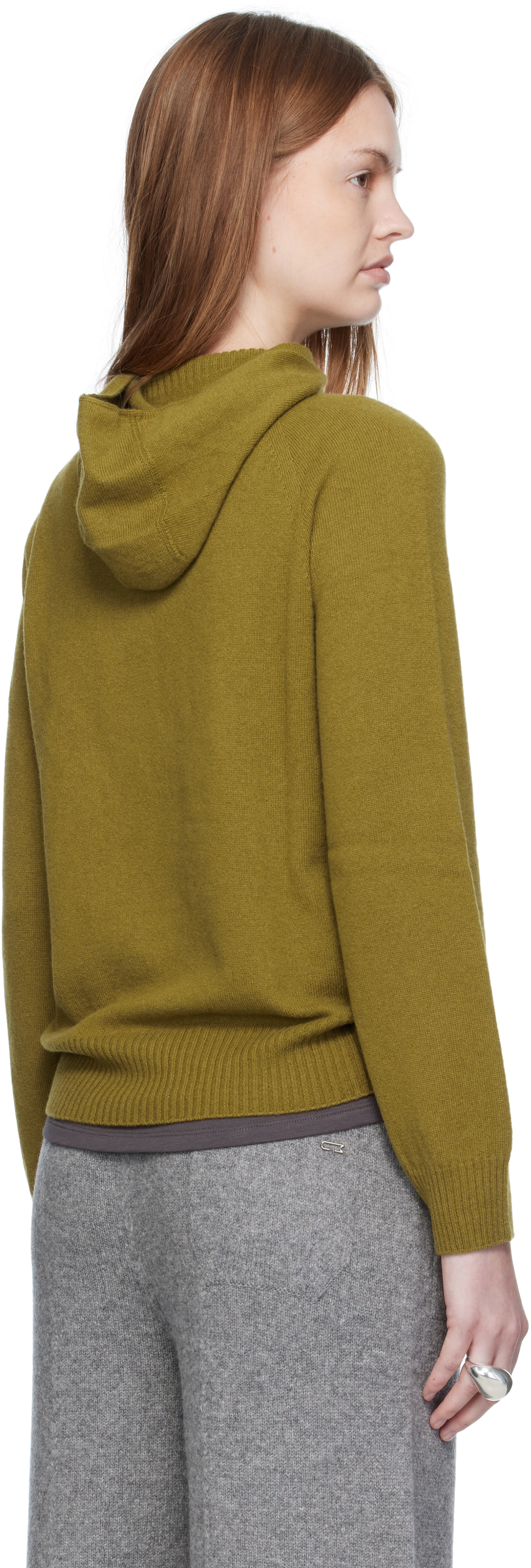 Umarmung Khaki Wholegarment Hoodie In Green