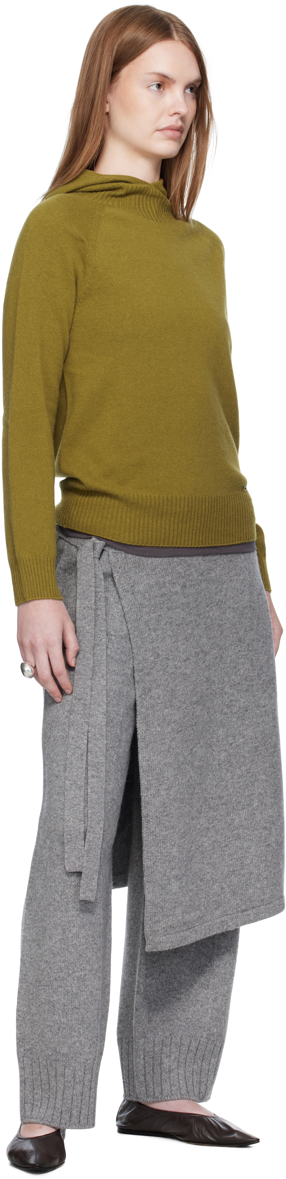Umarmung Khaki Wholegarment Hoodie In Green