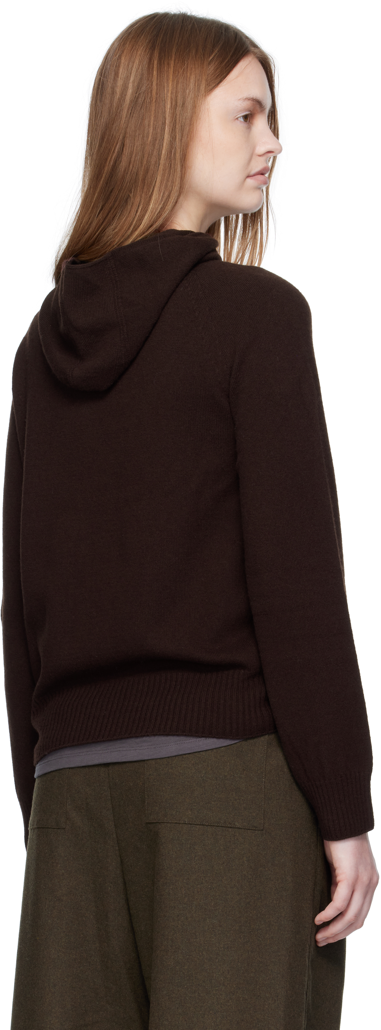 Umarmung Brown Wholegarment Hoodie In Brown
