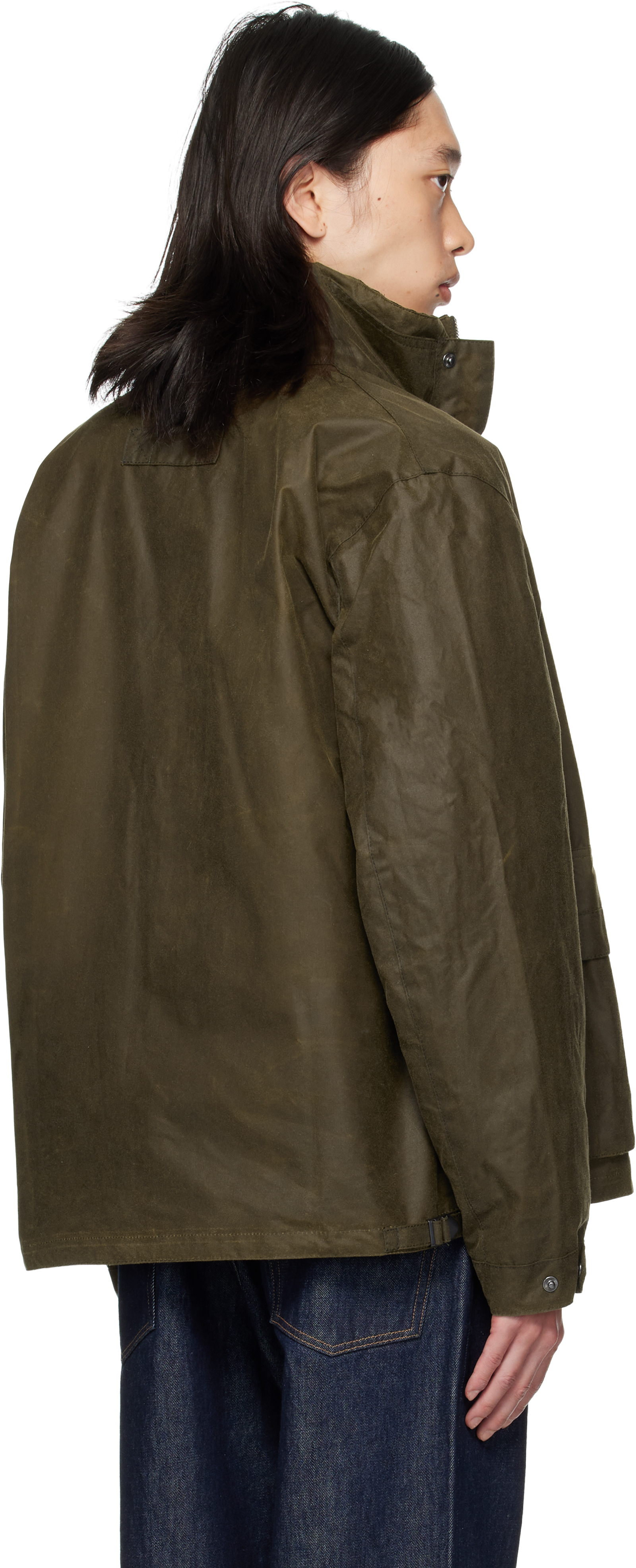 Barbour Khaki Re-engineered Utility Bedale Waxed Jacket In Green