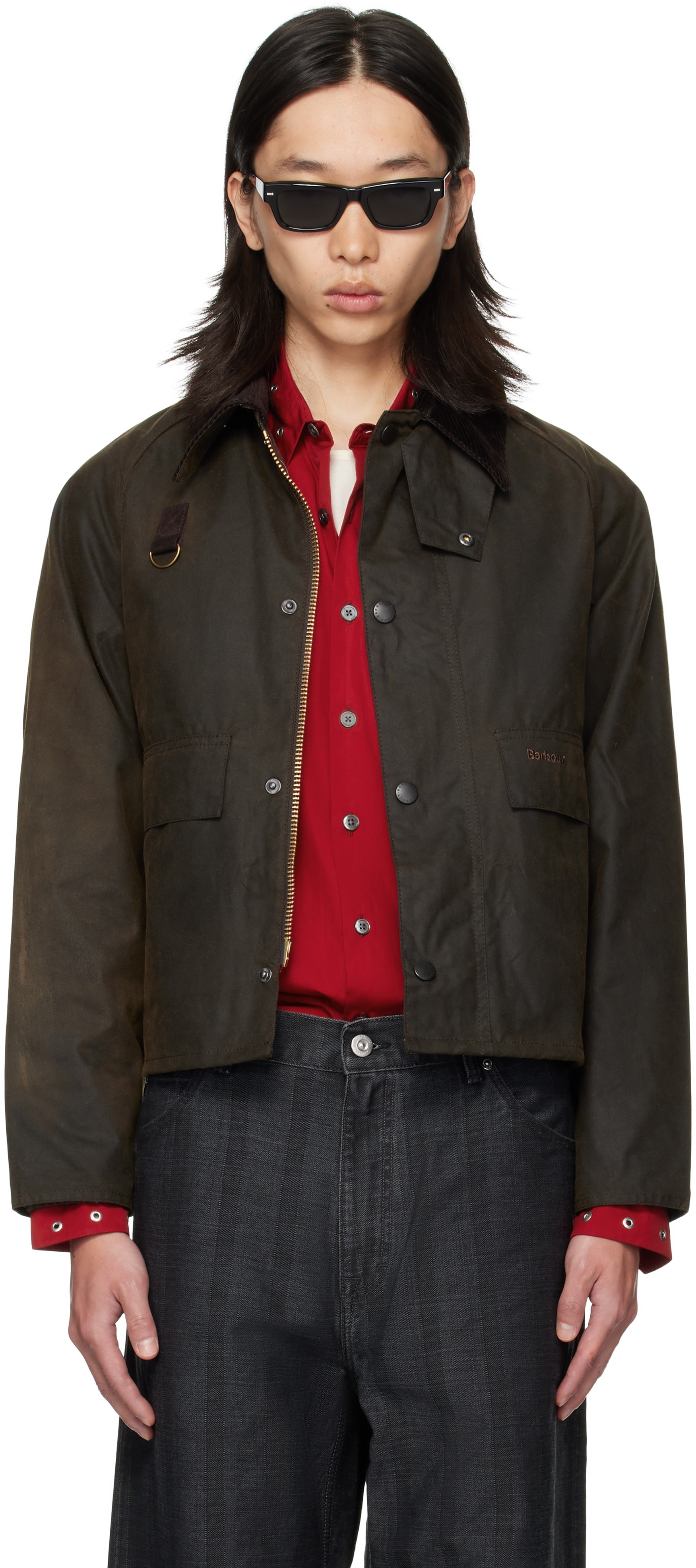 Barbour: カーキ Spey Slim ワックス ジャケット | SSENSE 日本