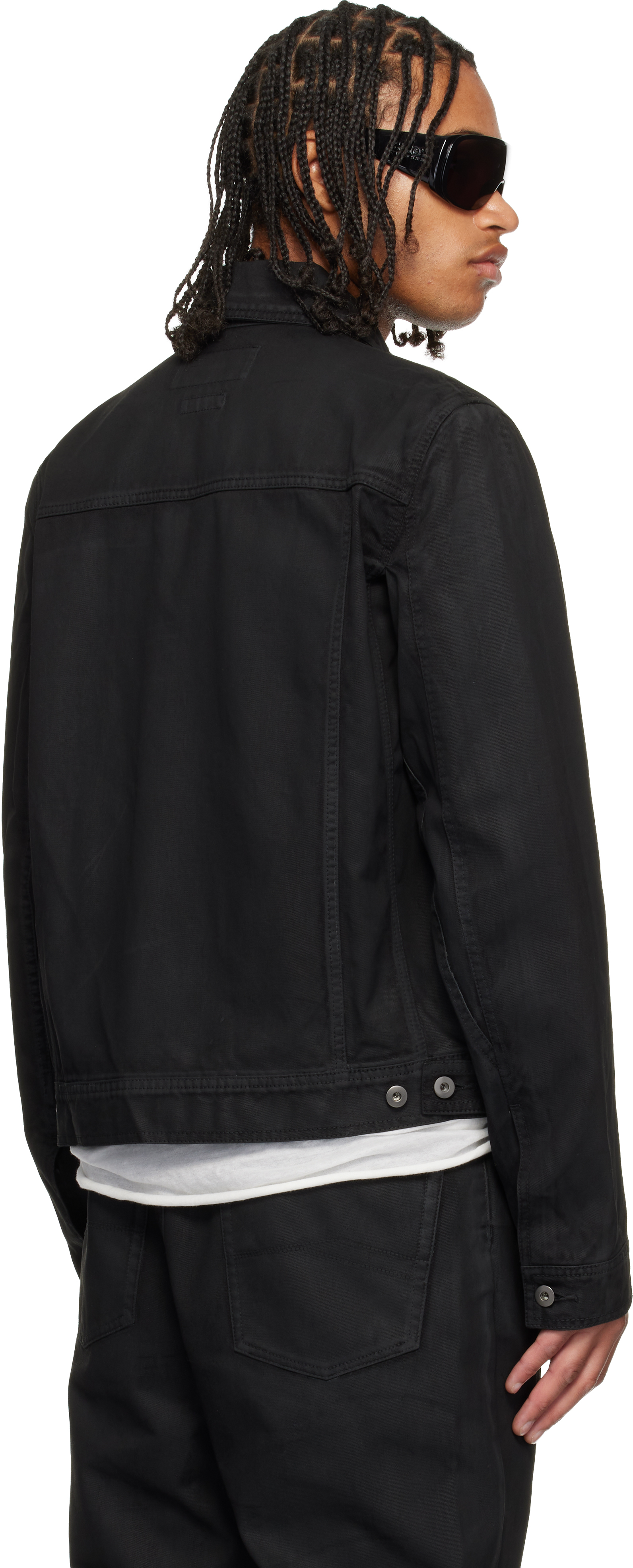 Det Blev Sent Black Waxed Denim Jacket In Black