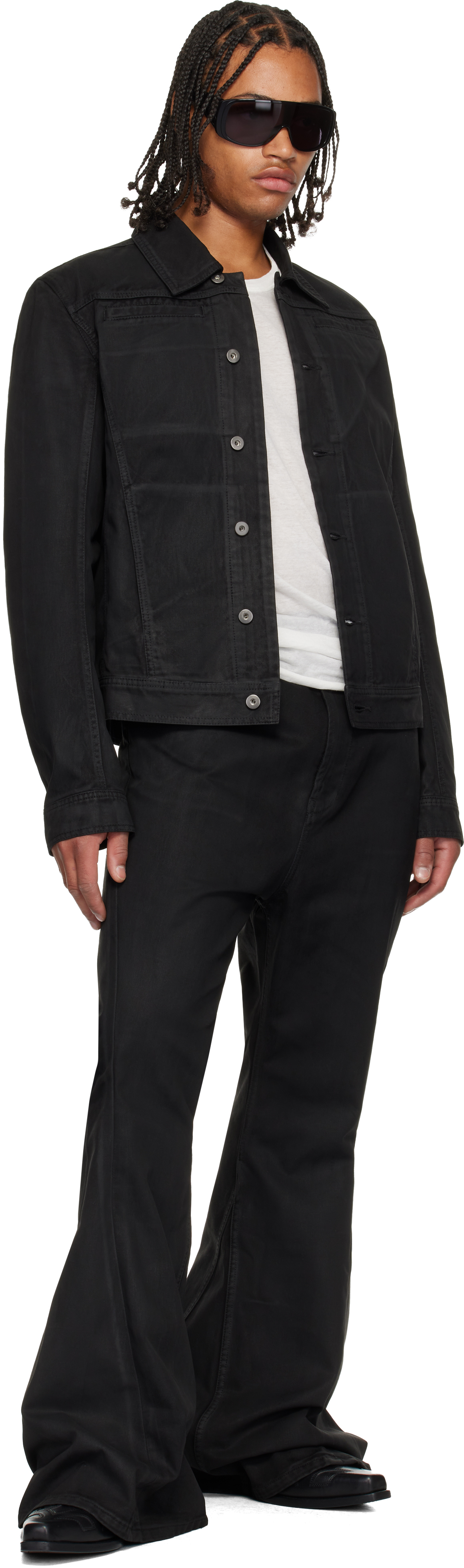 Det Blev Sent Black Waxed Denim Jacket In Black