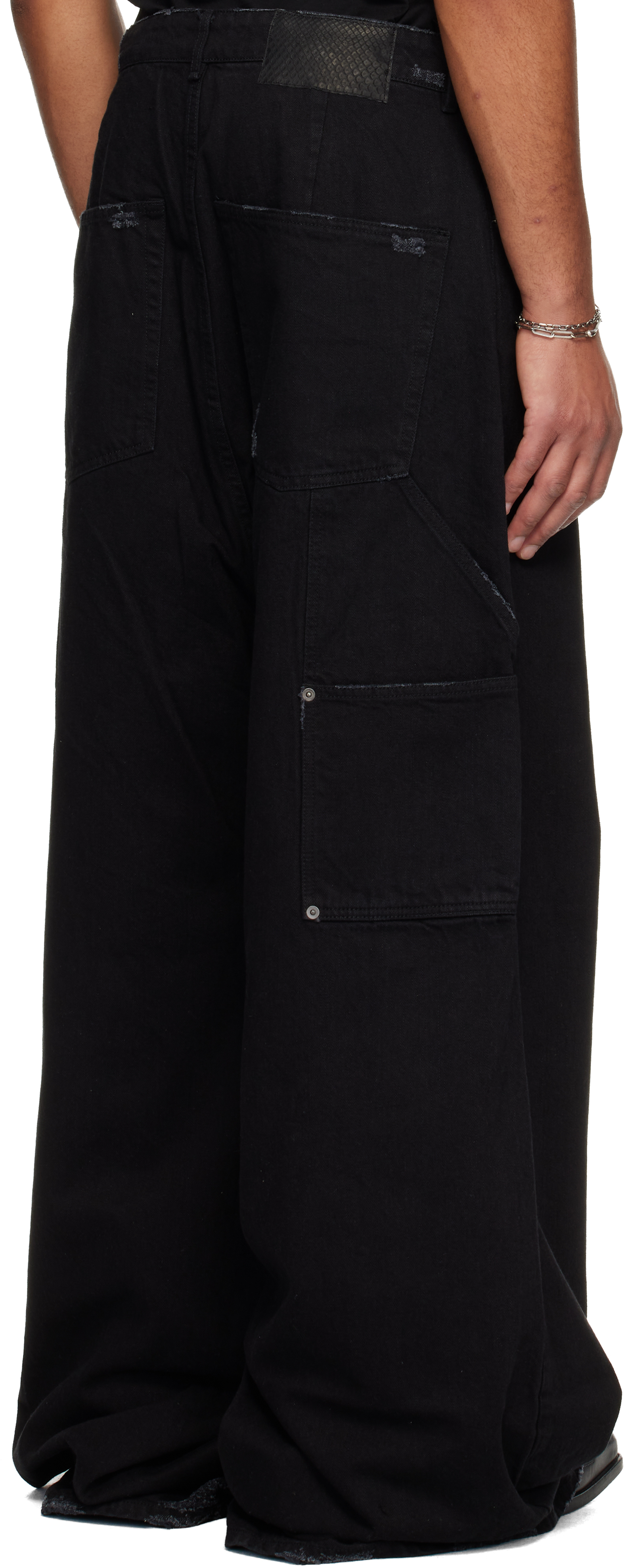 Det Blev Sent Black Distressed Wide Jeans In Black
