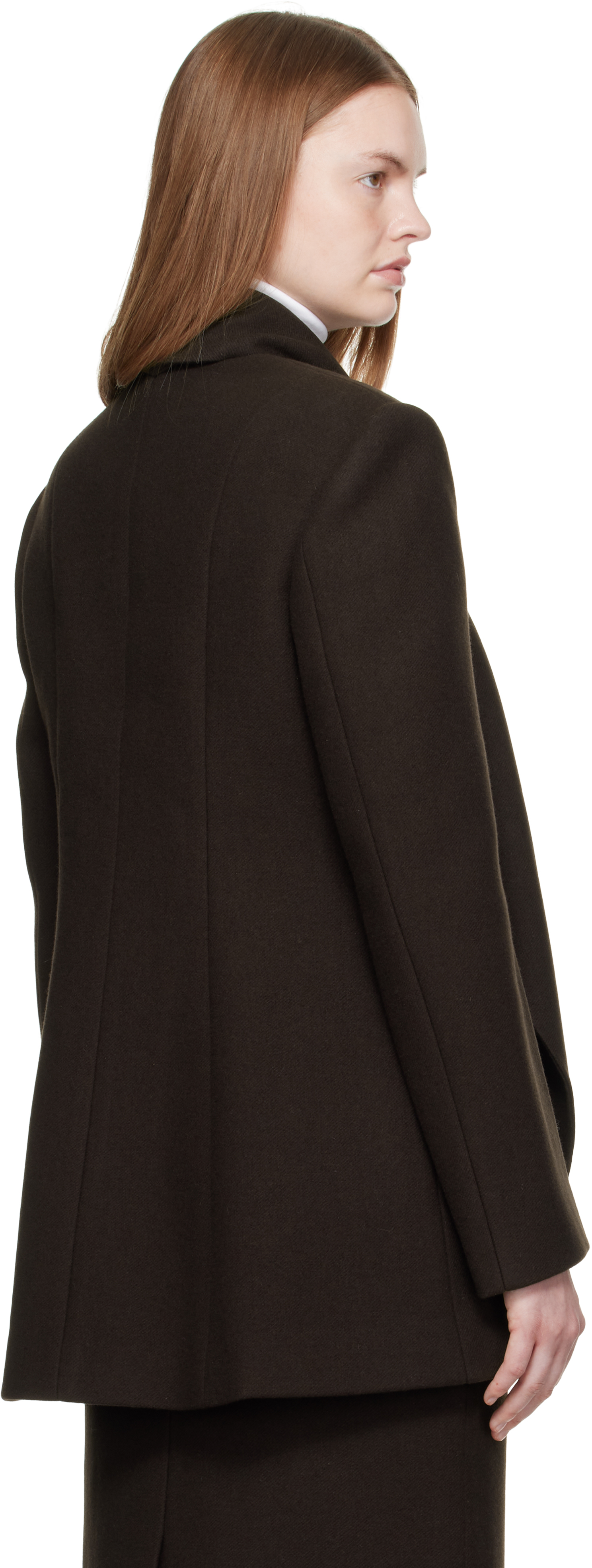 R2w Brown Mullin Wool Scarf Jacket In Brown
