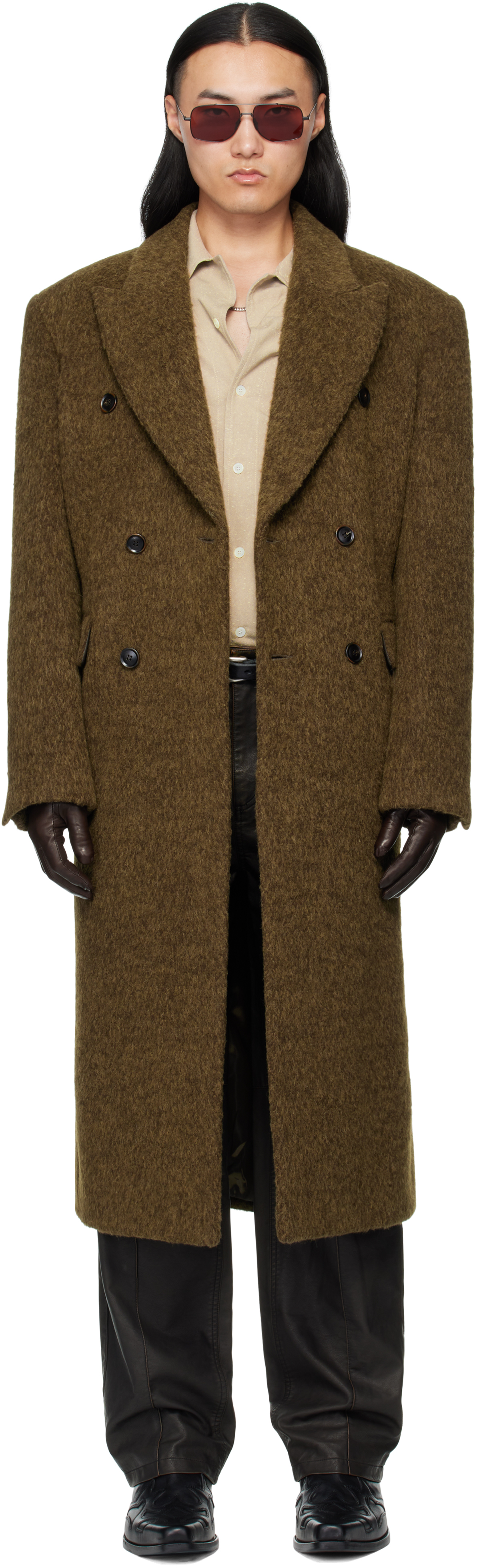 Mmic Khaki Noir Coat In Brown