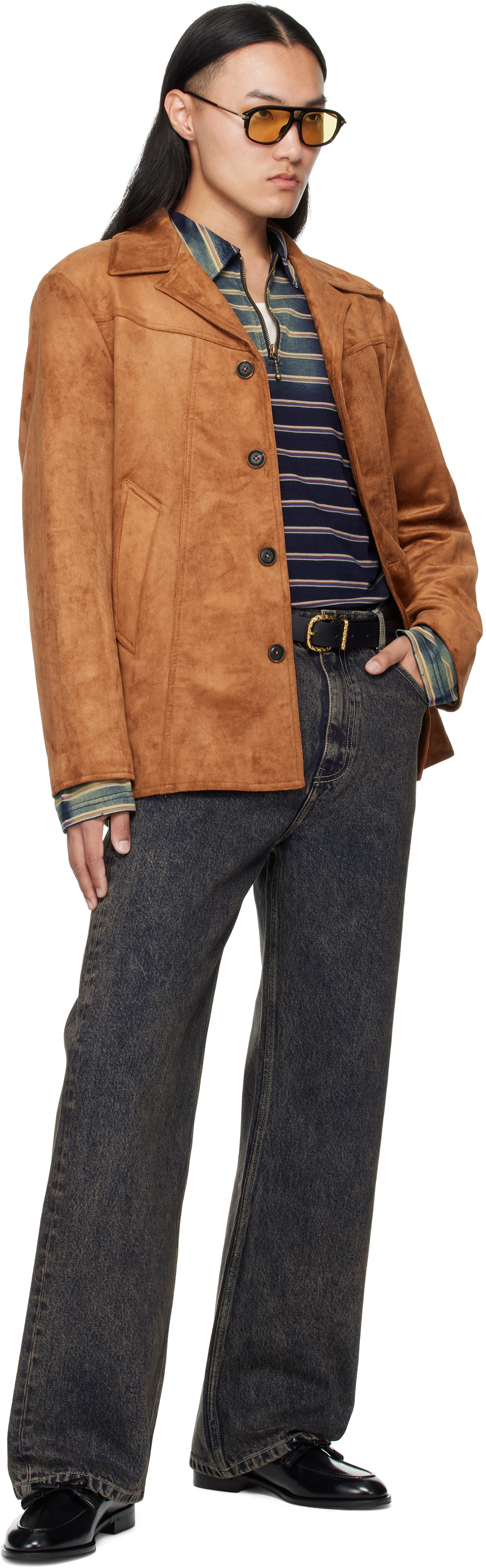 Mmic Tan Boulevard Faux-suede Jacket In Brown