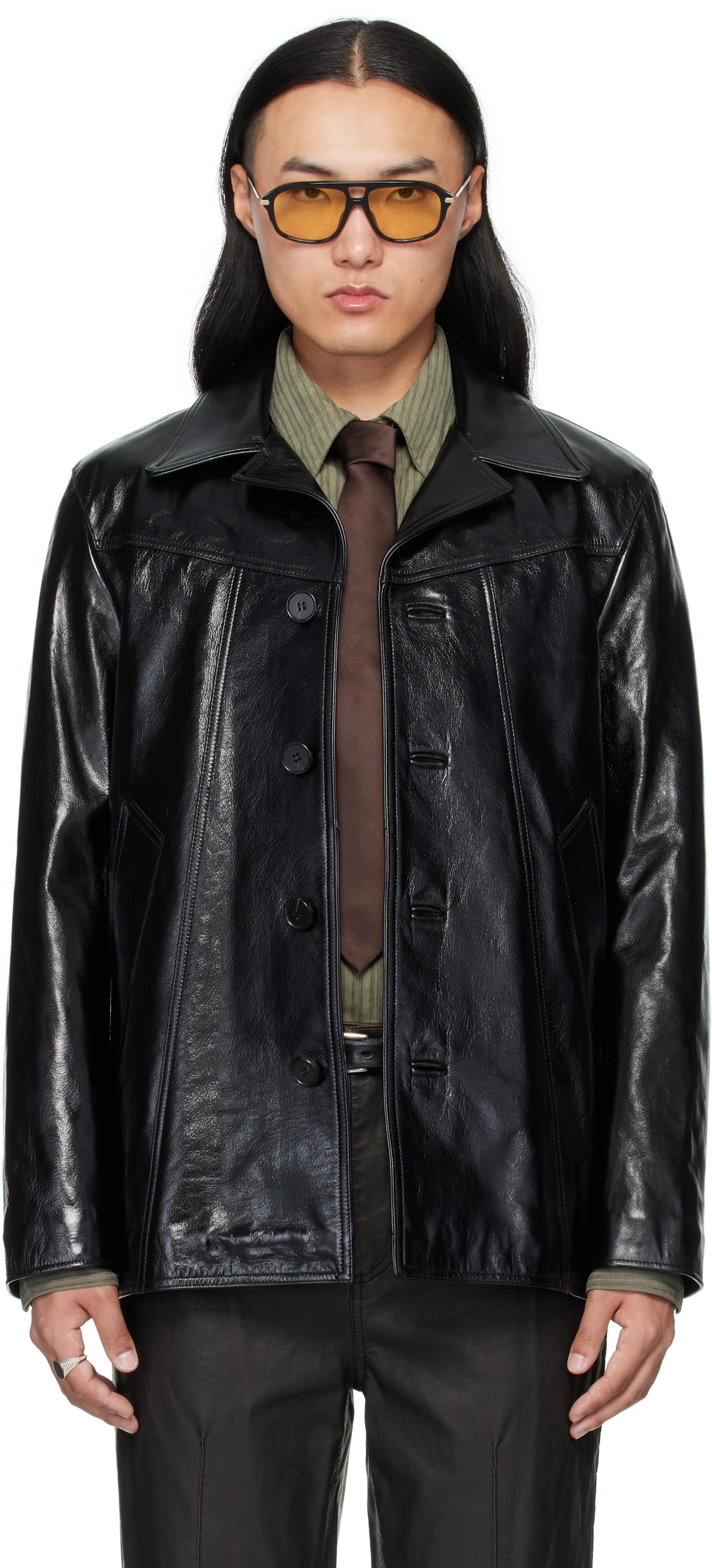 Black Boulevard Leather Jacket by MMIC on Sale