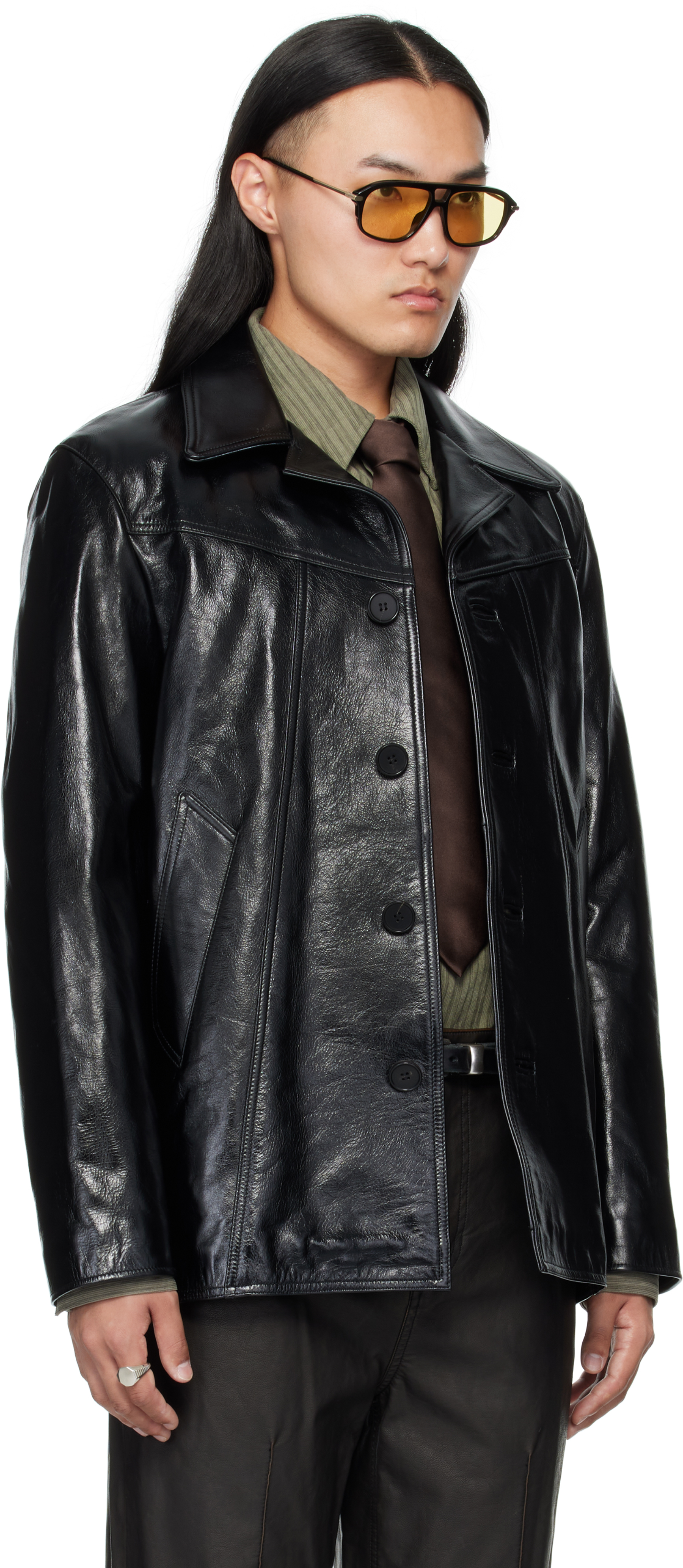 Mmic Black Boulevard Leather Jacket In Black
