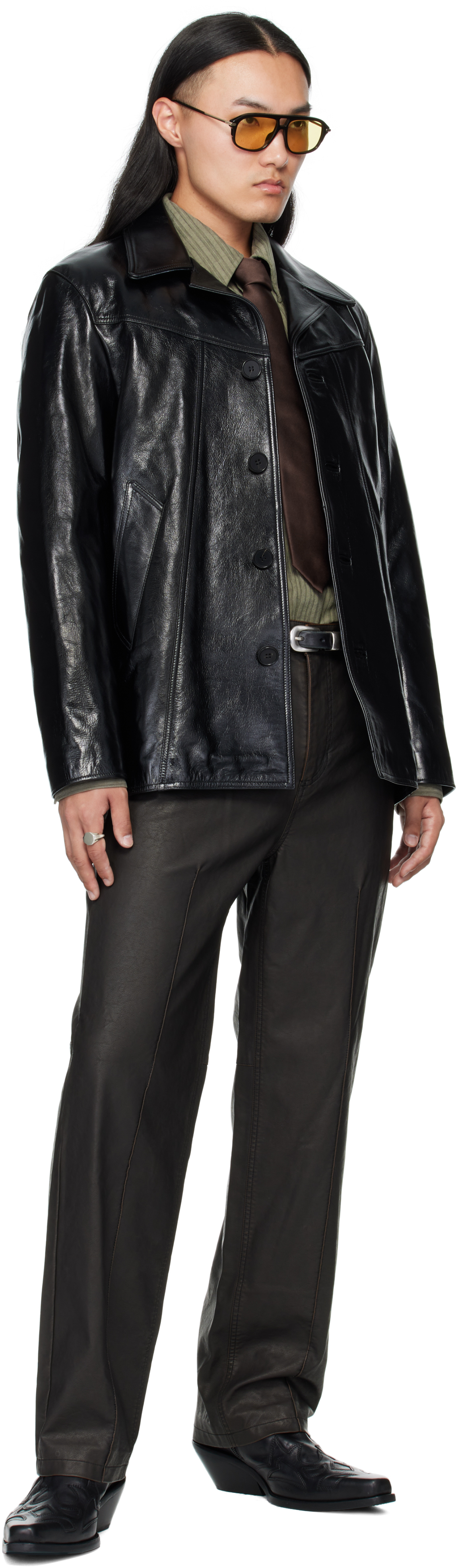 Mmic Black Boulevard Leather Jacket In Black