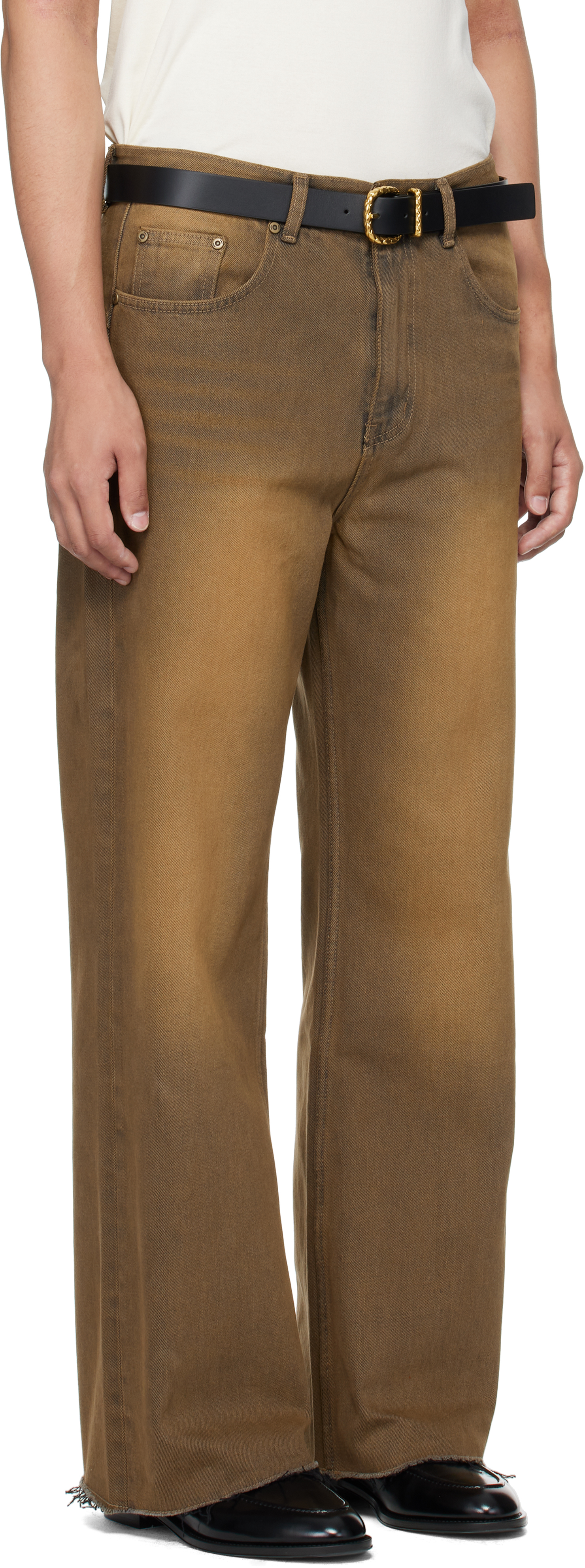 Mmic Brown Rocker Flare Jeans In Brown