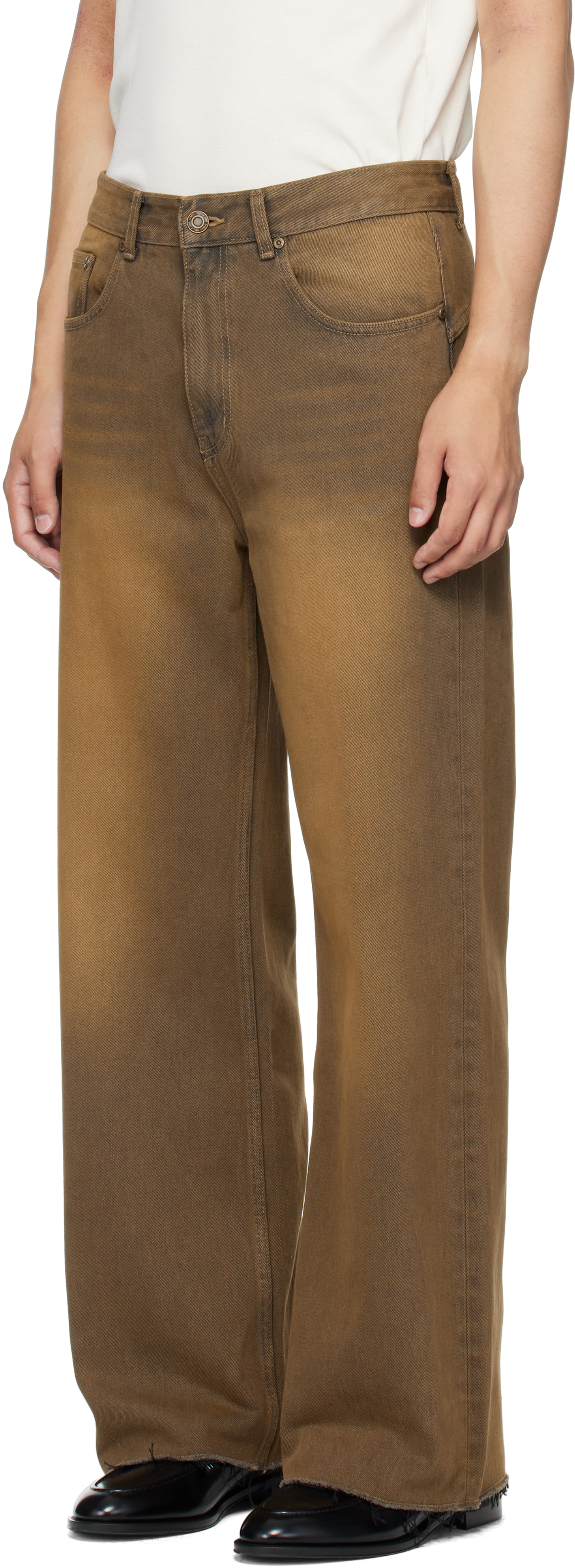 Mmic Brown Rocker Flare Jeans In Brown