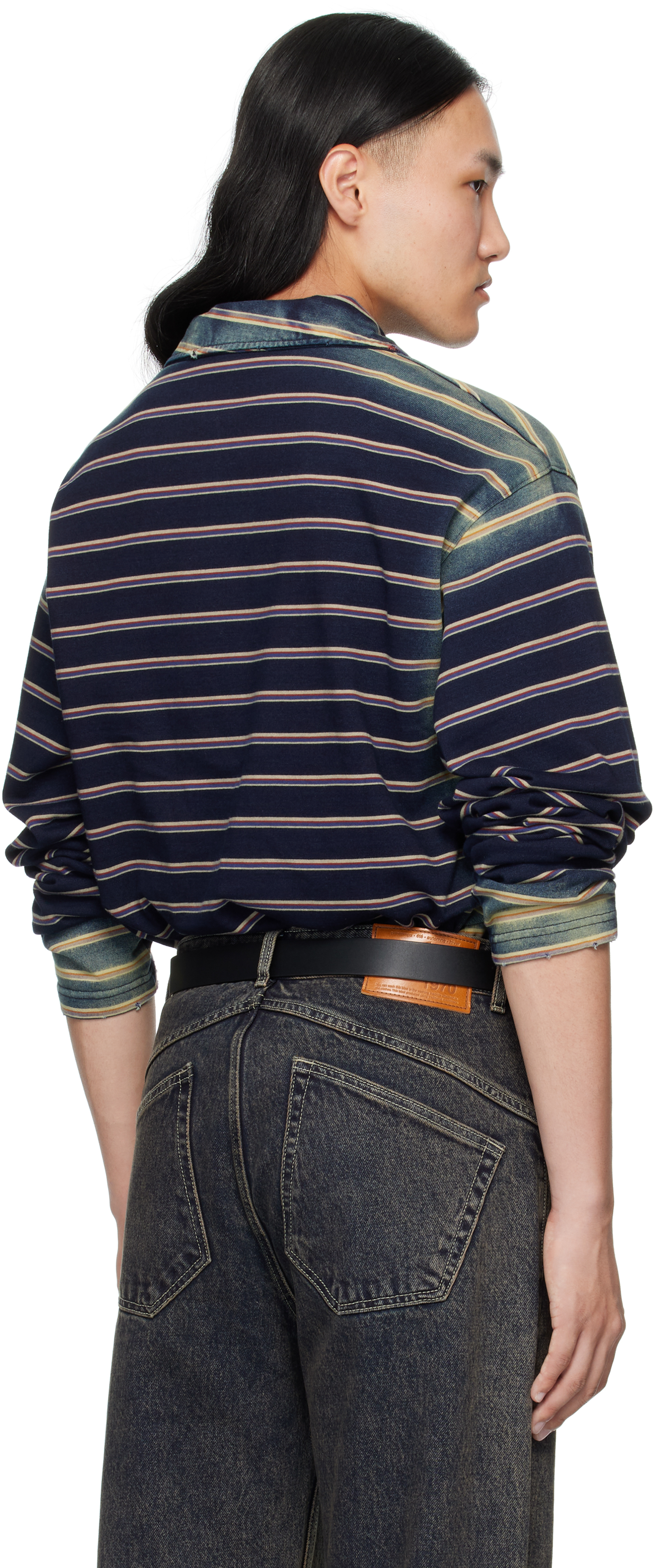 Mmic Navy & Beige Boho Polo In Sand