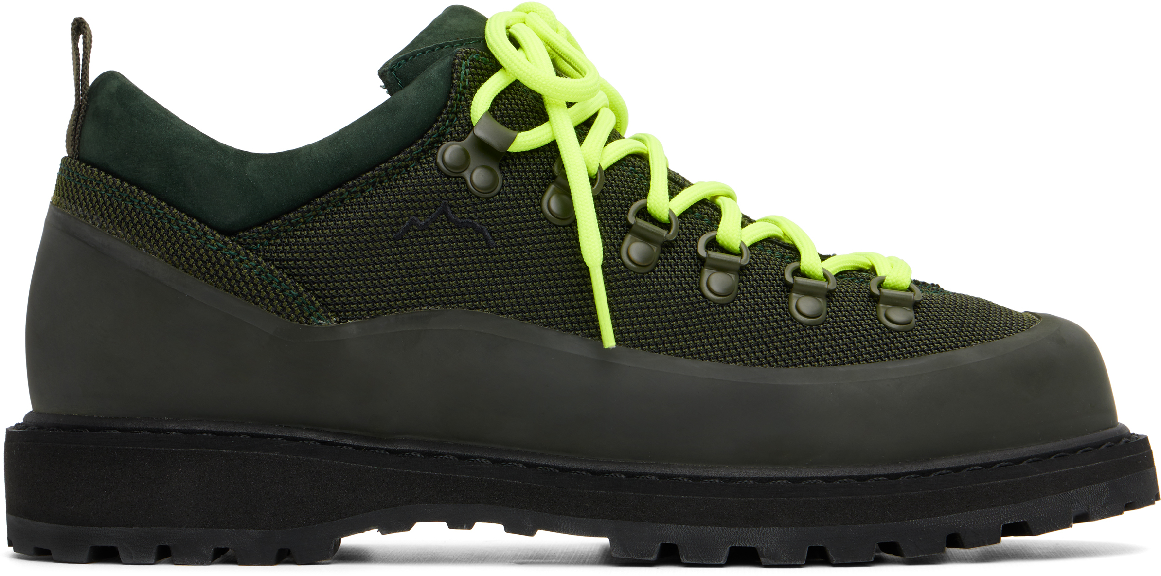 Diemme Roccia Basso Sport Rubber And Suede-trimmed Tech-shell Hiking Boots In Green